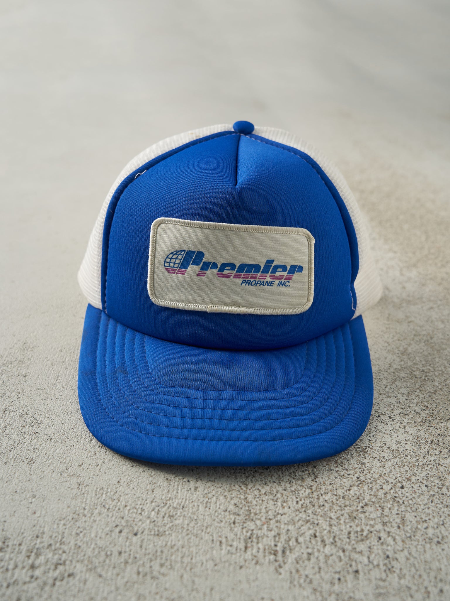 Vintage 80s Blue Premier Propane Inc Foam Trucker Hat