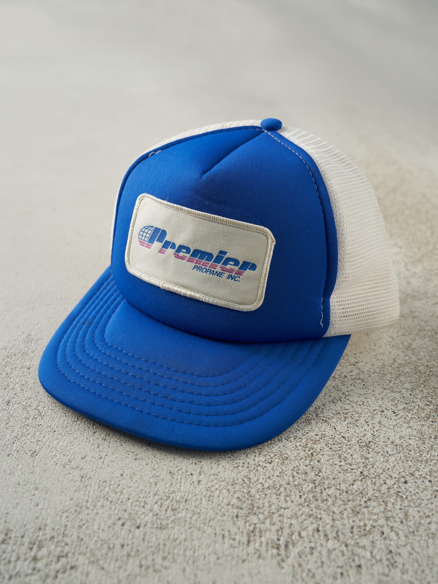 Vintage 80s Blue Premier Propane Inc Foam Trucker Hat