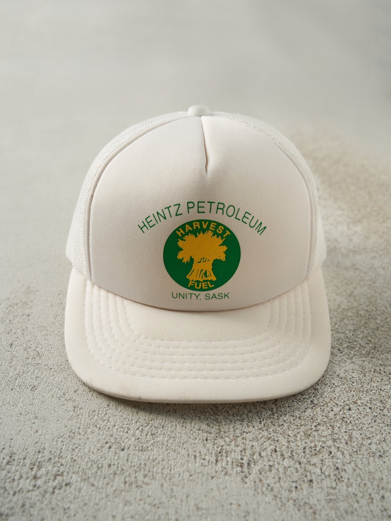 Vintage 90s White Heintz Petroleum Harvest Fuel Foam Trucker Hat