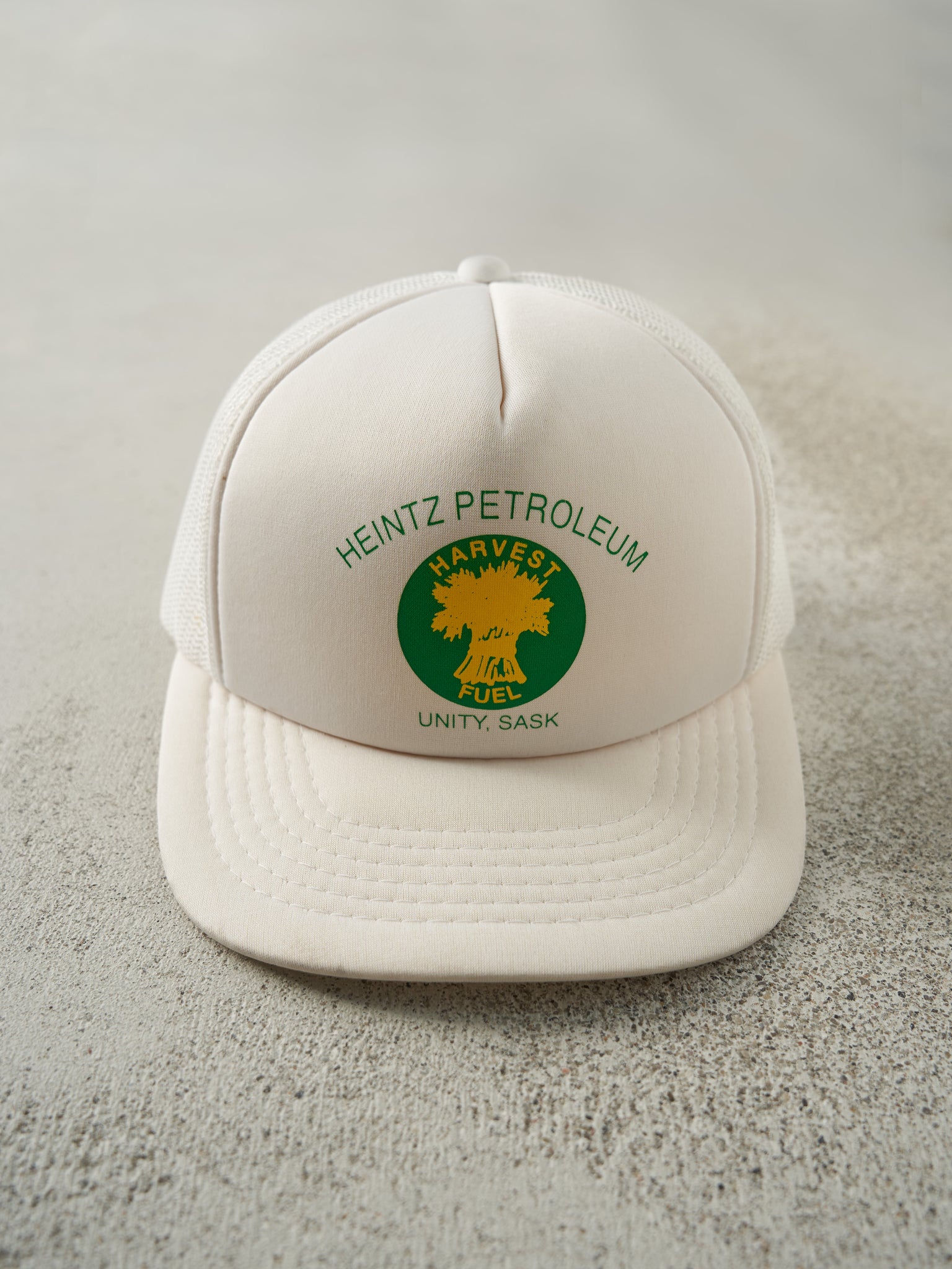 Vintage 90s White Heintz Petroleum Harvest Fuel Foam Trucker Hat