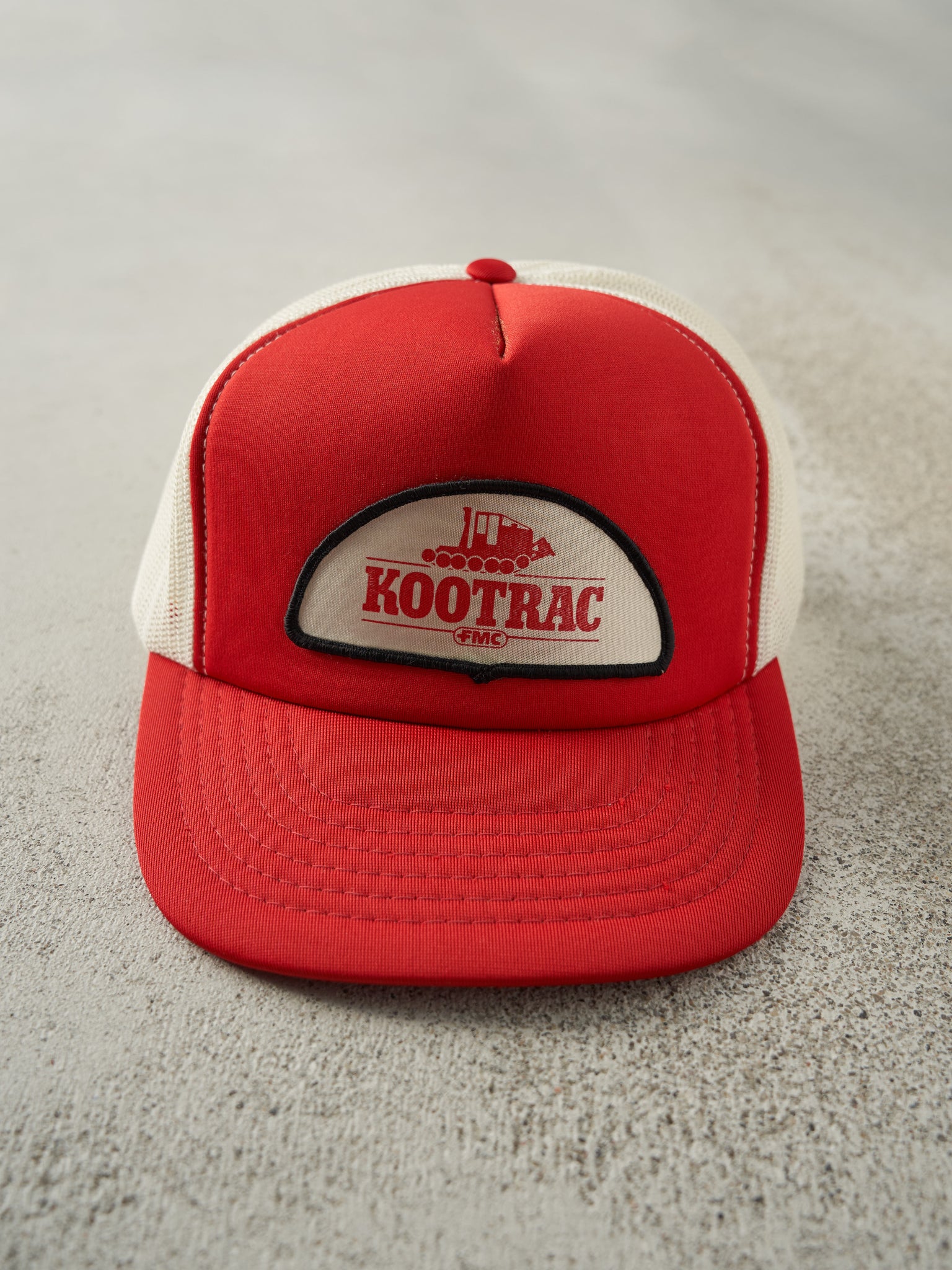 Vintage 80s Red & White Kootrac Foam Trucker Hat