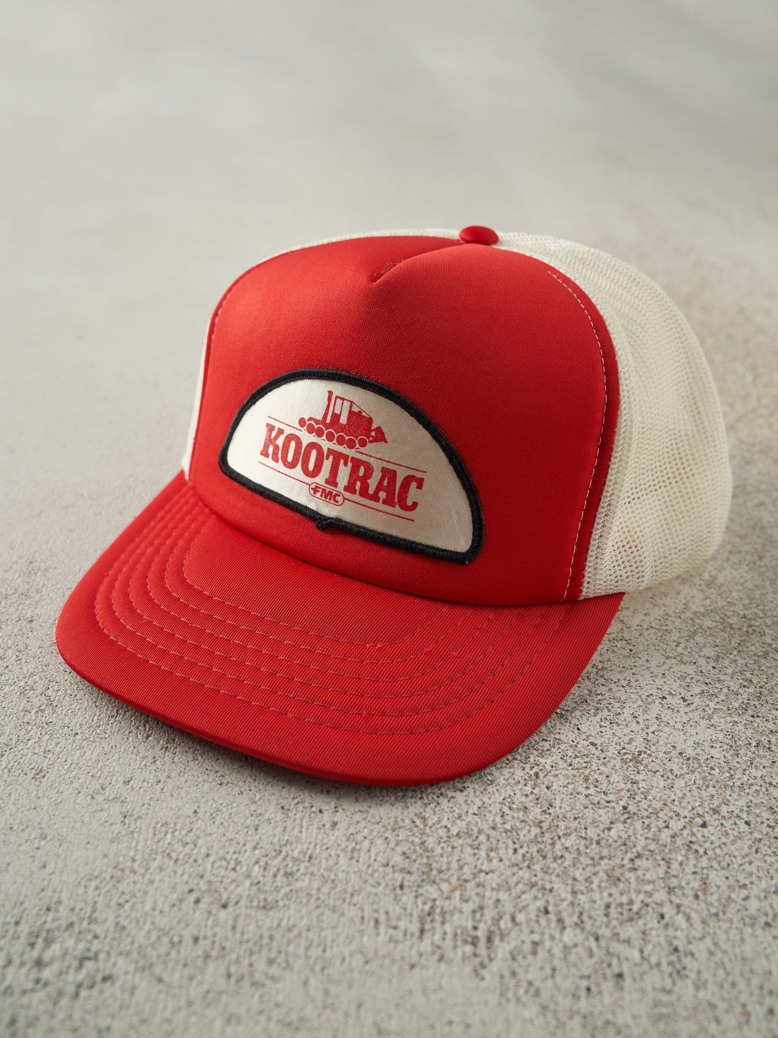 Vintage 80s Red & White Kootrac Foam Trucker Hat