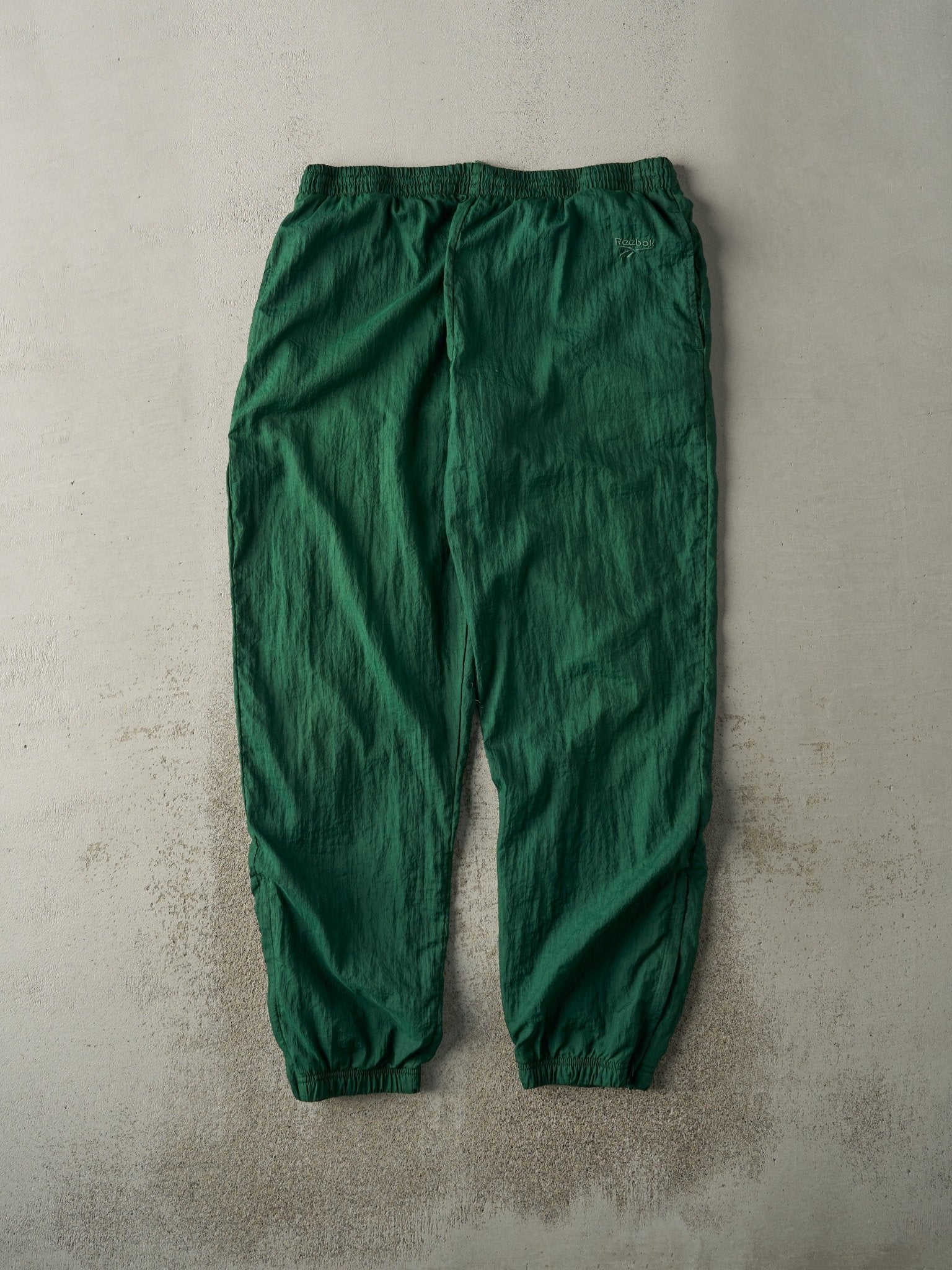 Vintage 90s Green Reebok Embroidered Nylon Track Pants (36x32)