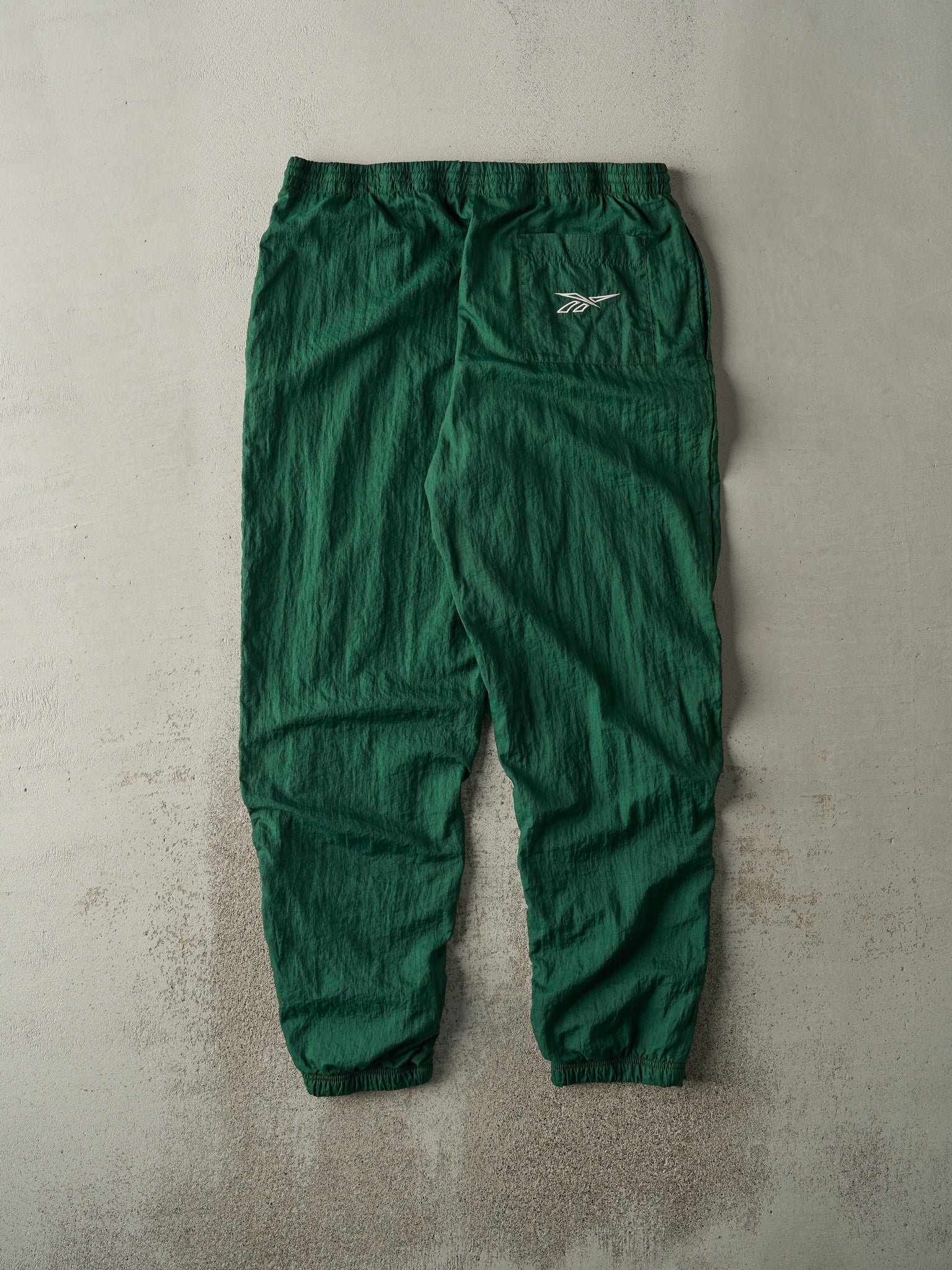 Vintage 90s Green Reebok Embroidered Nylon Track Pants (36x32)