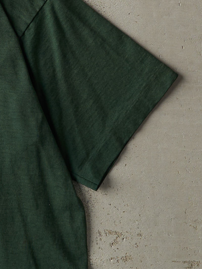 Vintage 90s Green Embroidered Wilberforce Wolves Single Stitch Tee (M)