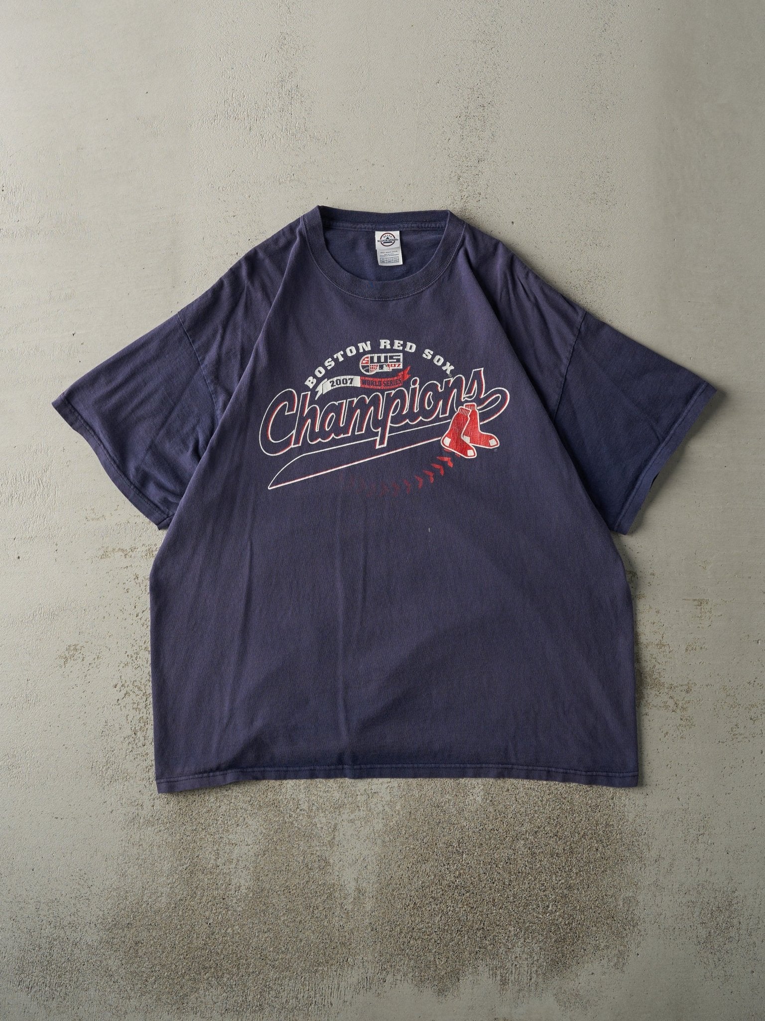 Vintage 07' Navy Blue Boston Red Sox World Series Champions Tee (XL)