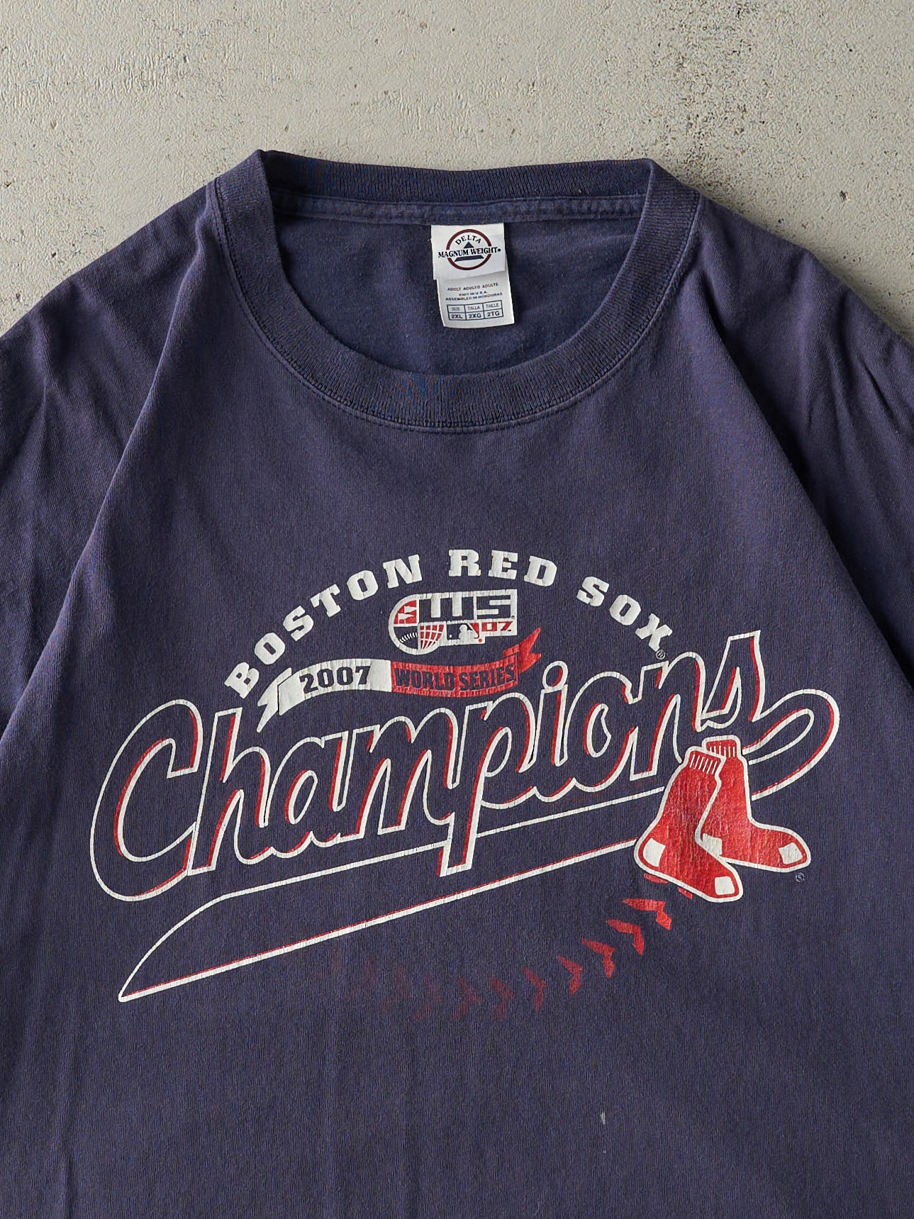 Vintage 07' Navy Blue Boston Red Sox World Series Champions Tee (XL)