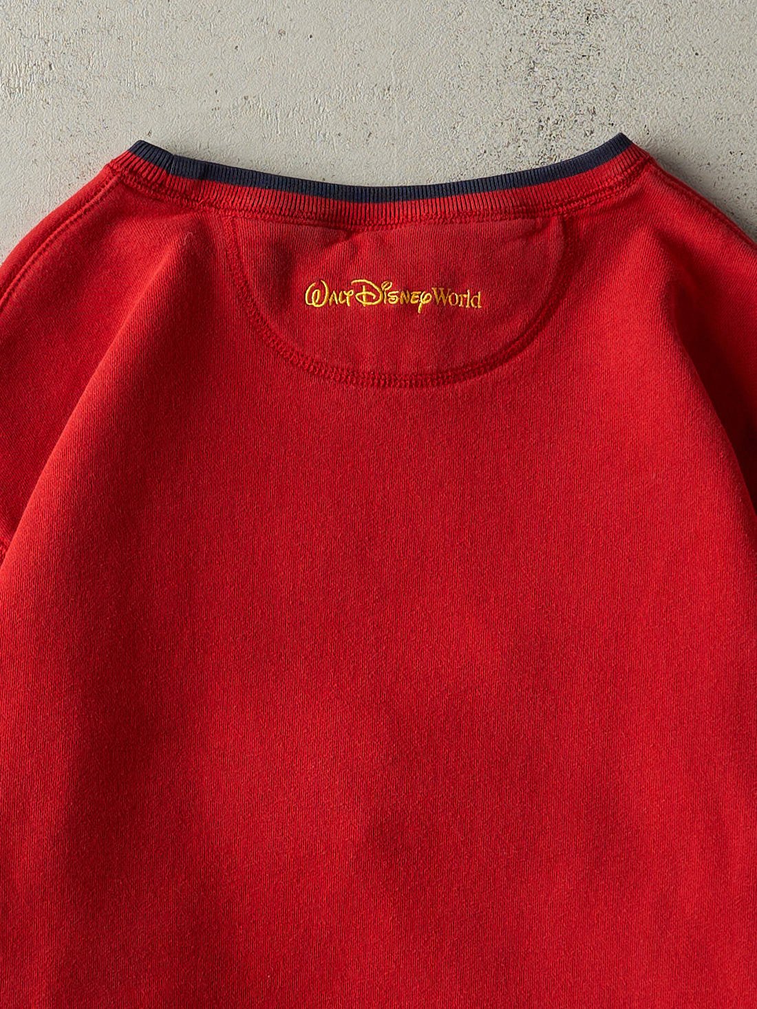 Vintage Y2K Red Embroidered Mickey Mouse Crewneck (M)