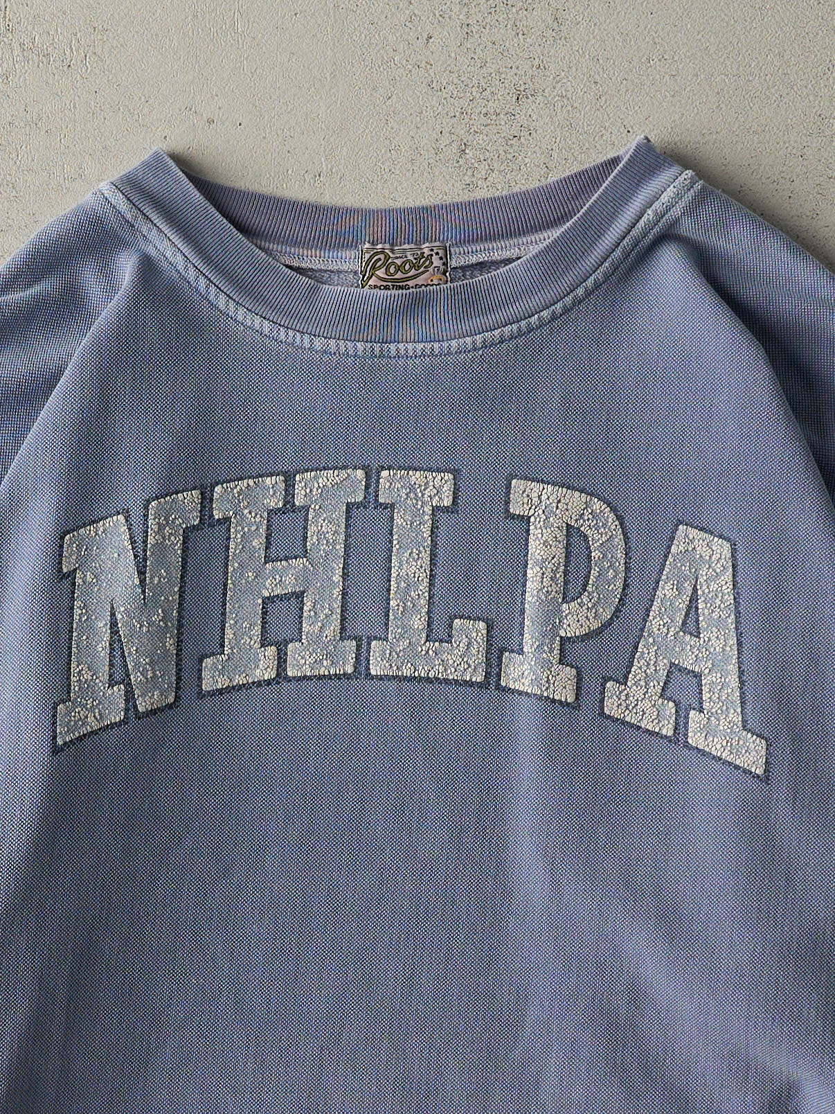 Vintage 90s Washed Blue Roots NHLPA Textured Crewneck (L)