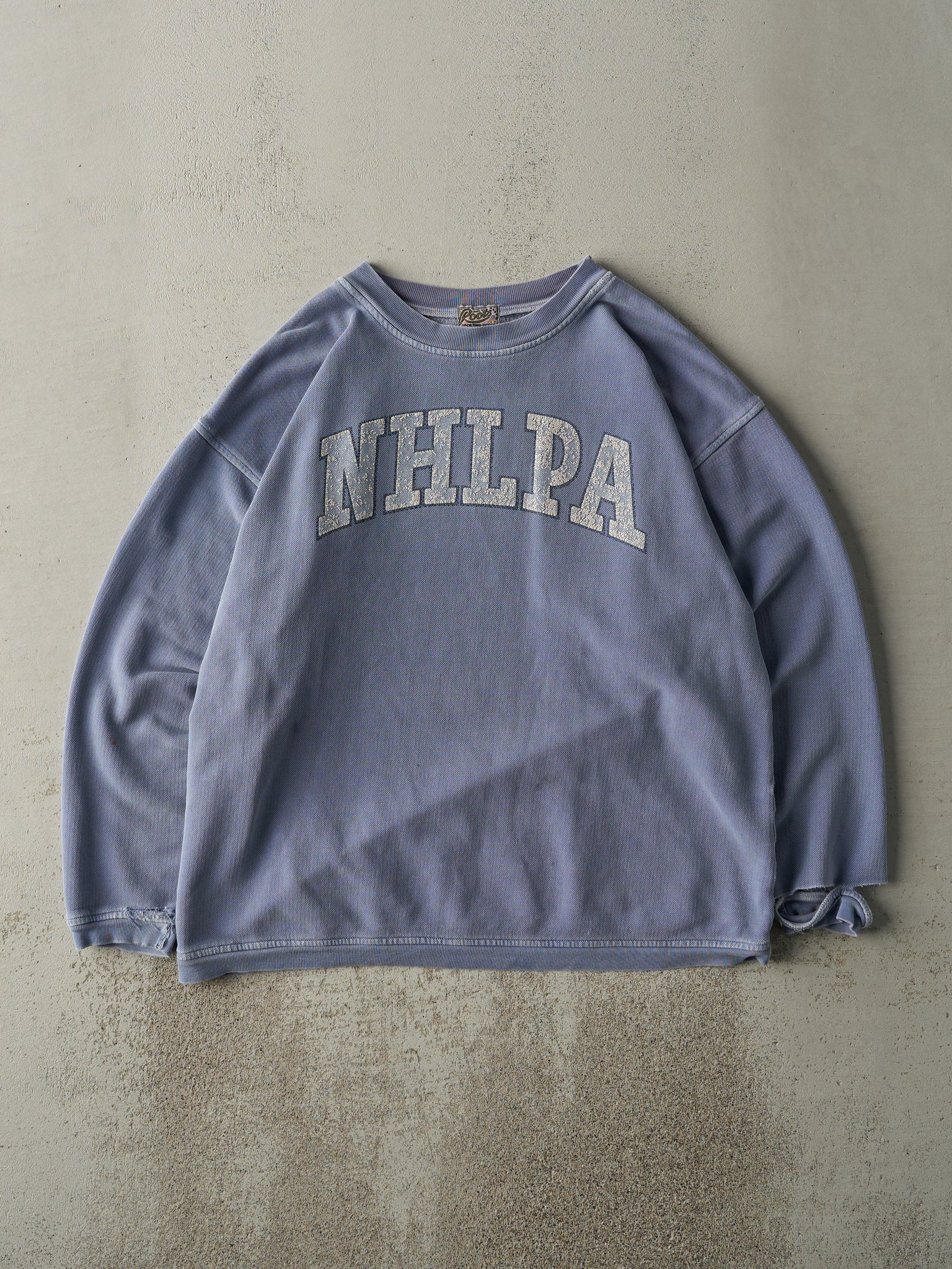 Vintage 90s Washed Blue Roots NHLPA Textured Crewneck (L)