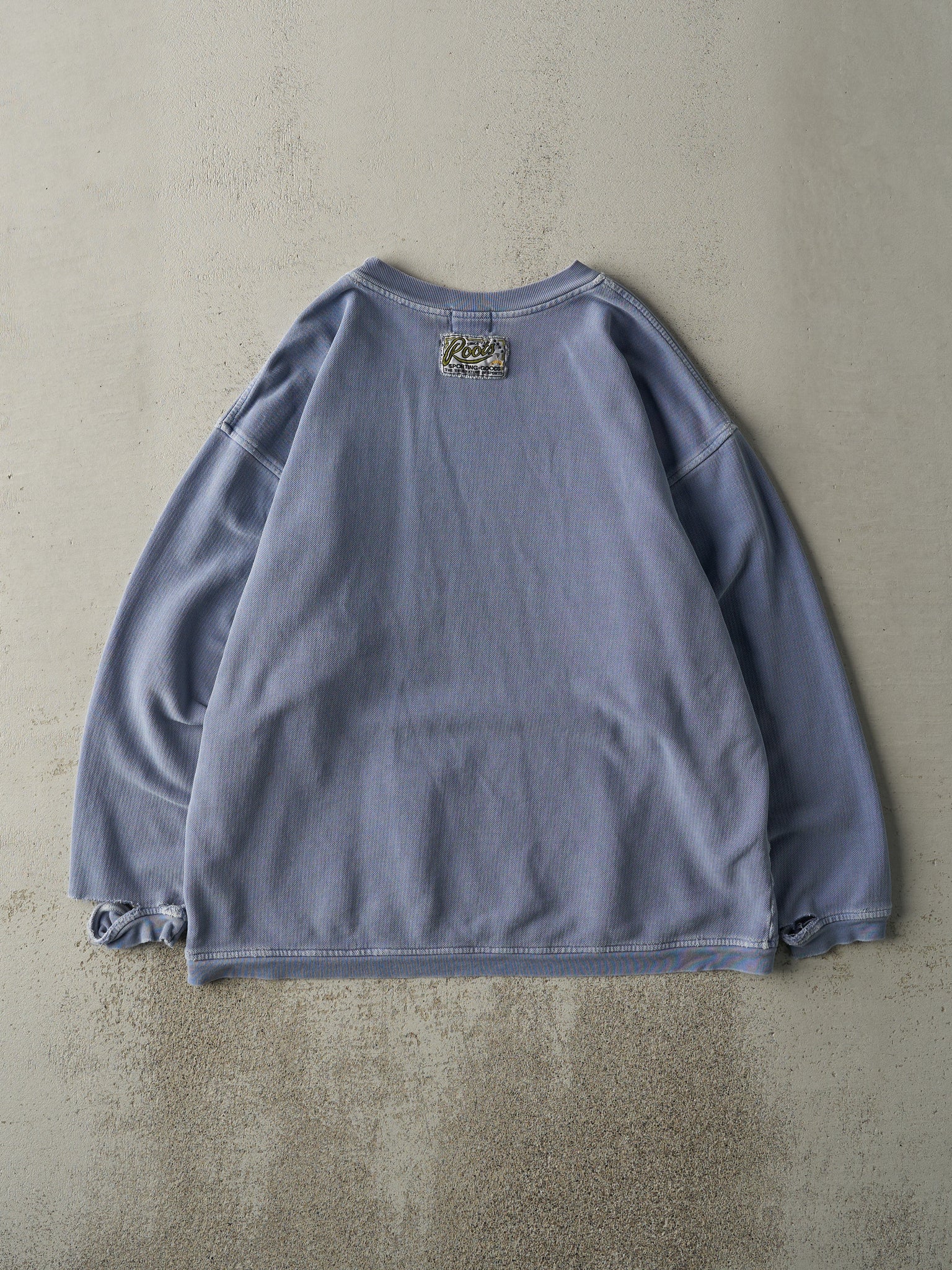 Vintage 90s Washed Blue Roots NHLPA Textured Crewneck (L)