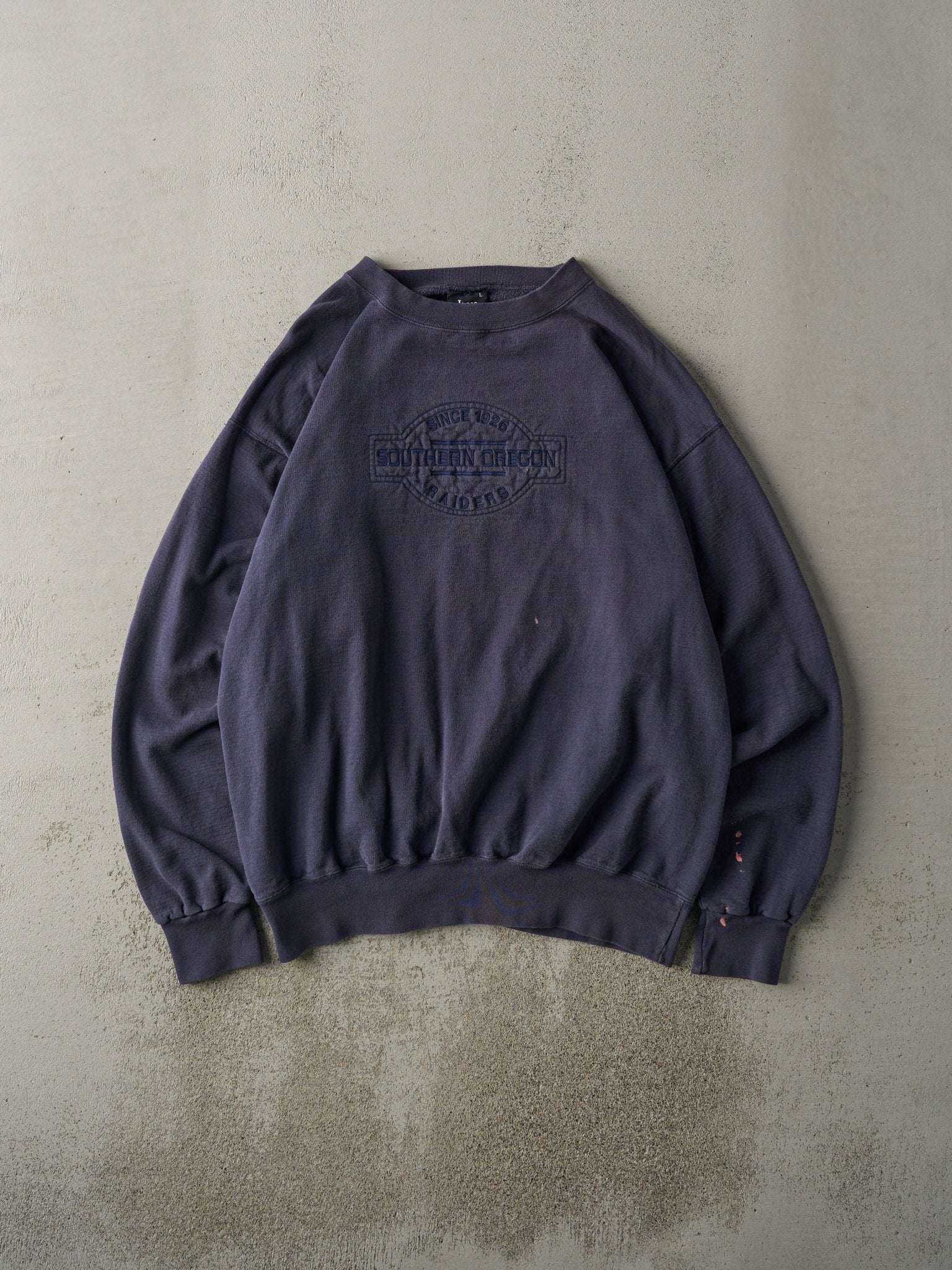 Vintage Y2K Navy Blue Southern Oregon Raiders Embroidered Crewneck (L)