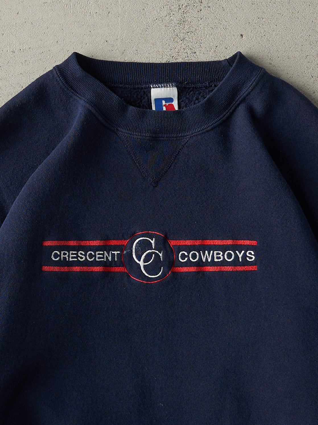 Vintage 90s Navy Blue Crescent Cowboys Russell Athletics Crewneck (L)