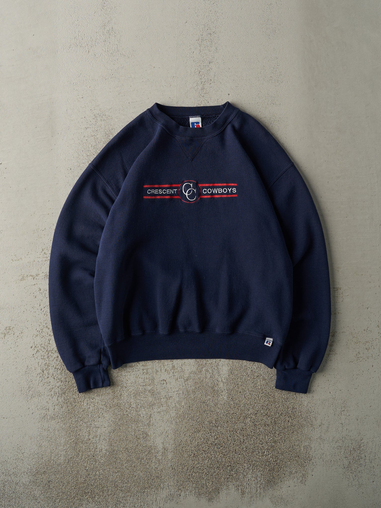 Vintage 90s Navy Blue Crescent Cowboys Russell Athletics Crewneck (L)