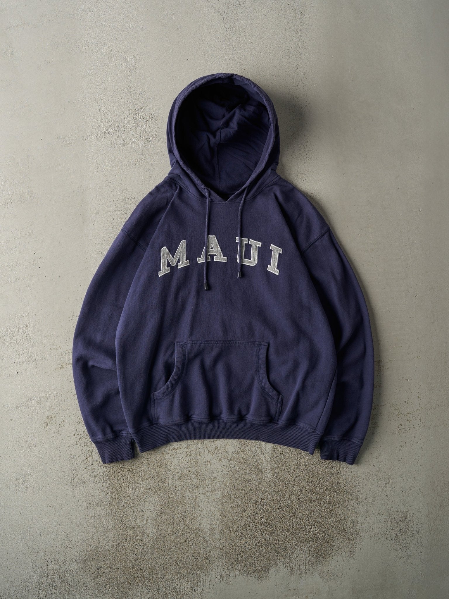 Vintage Y2K Navy Blue Embroidered Maui Hoodie (L)