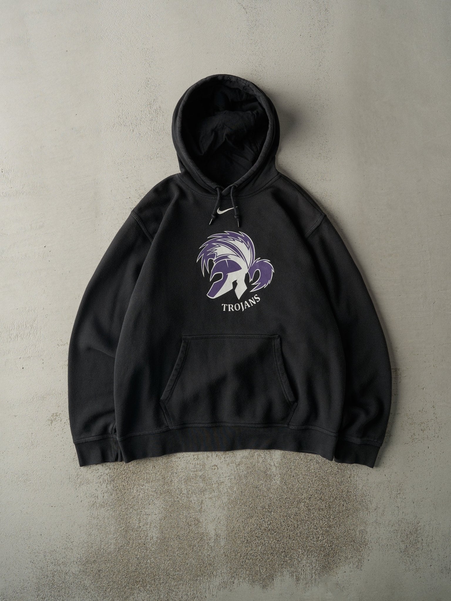 Vintage Y2K Black Nike Swoosh Trojans Hoodie (L)
