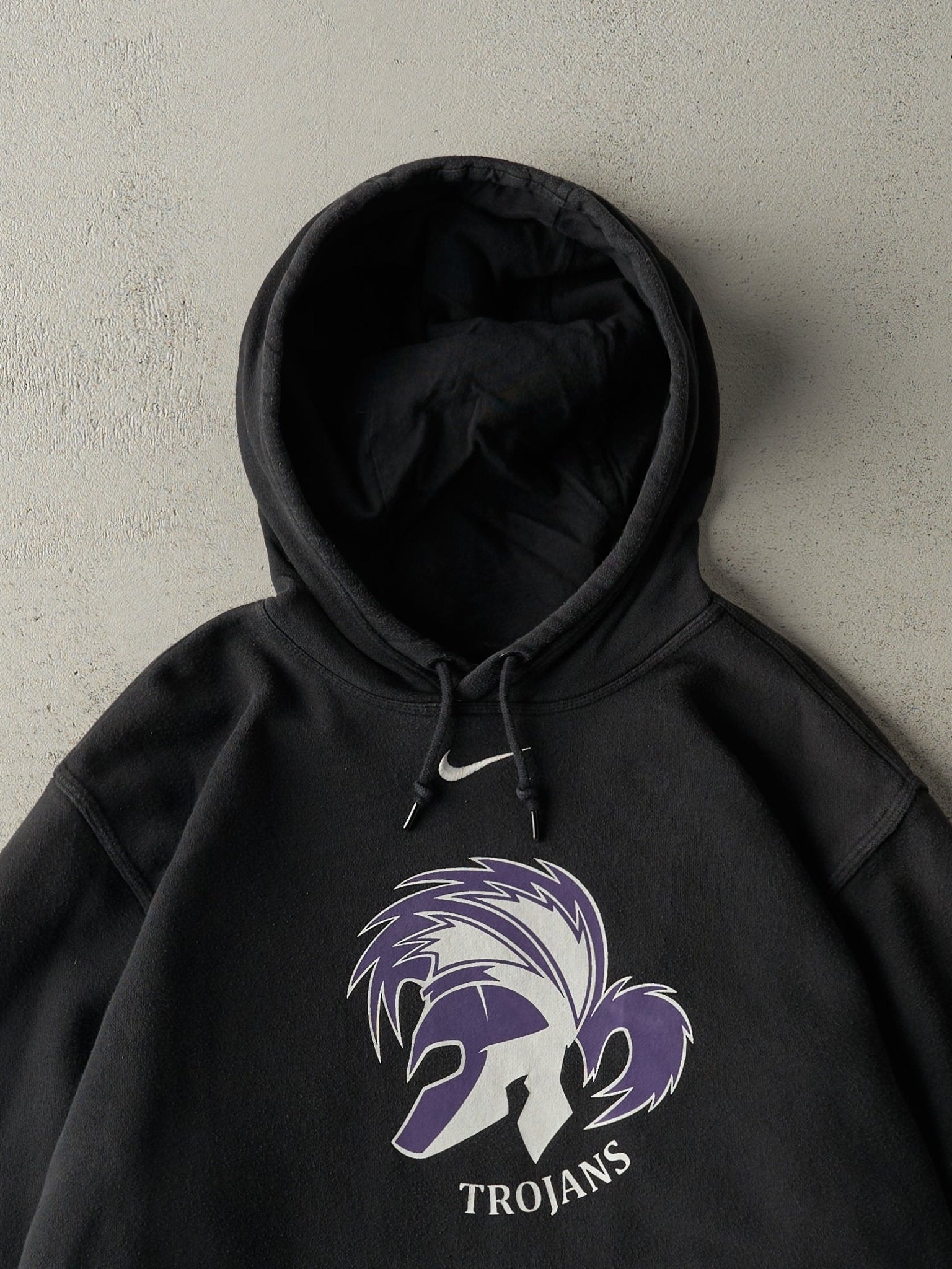 Vintage Y2K Black Nike Swoosh Trojans Hoodie (L)
