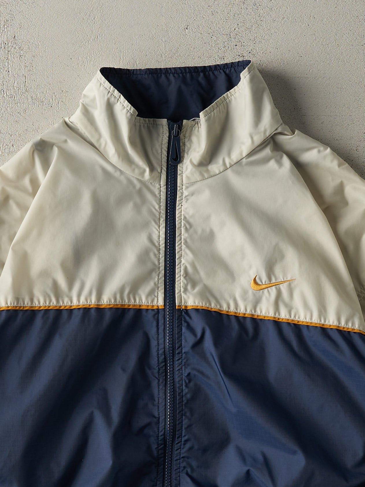 Vintage 90s Navy Blue & Beige Nike Windbreaker Jacket (XL)