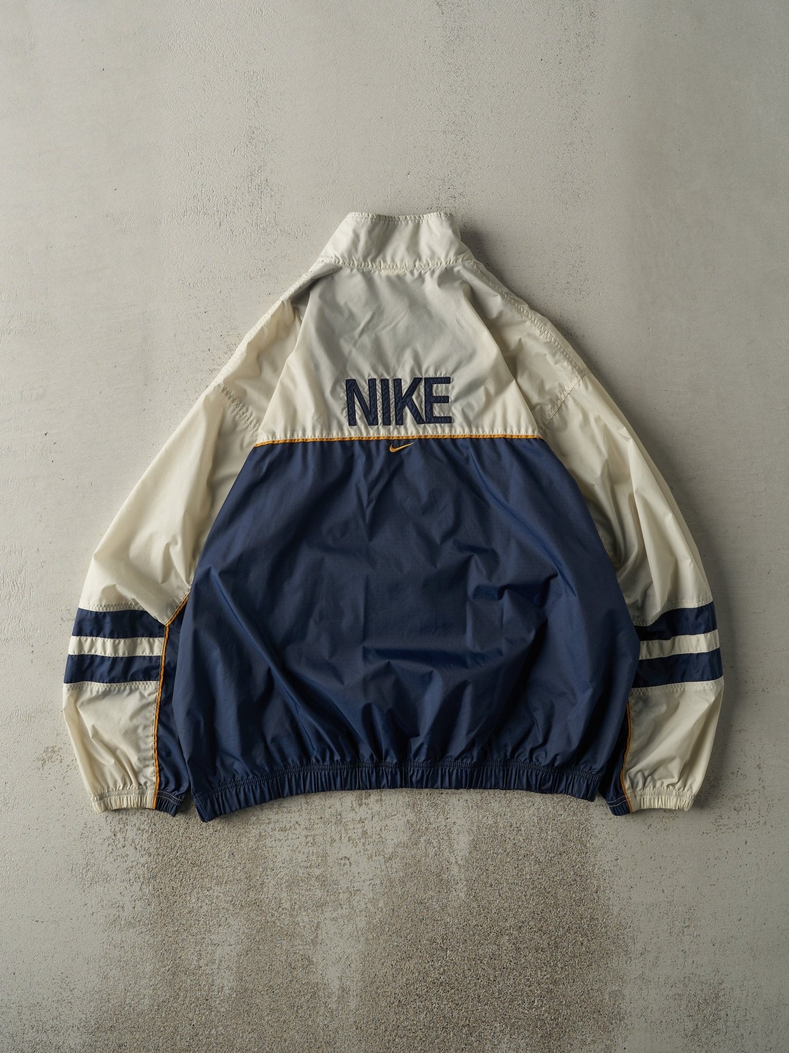 Vintage 90s Navy Blue & Beige Nike Windbreaker Jacket (XL)