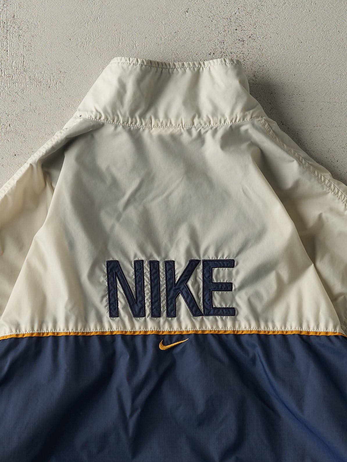 Vintage 90s Navy Blue & Beige Nike Windbreaker Jacket (XL)