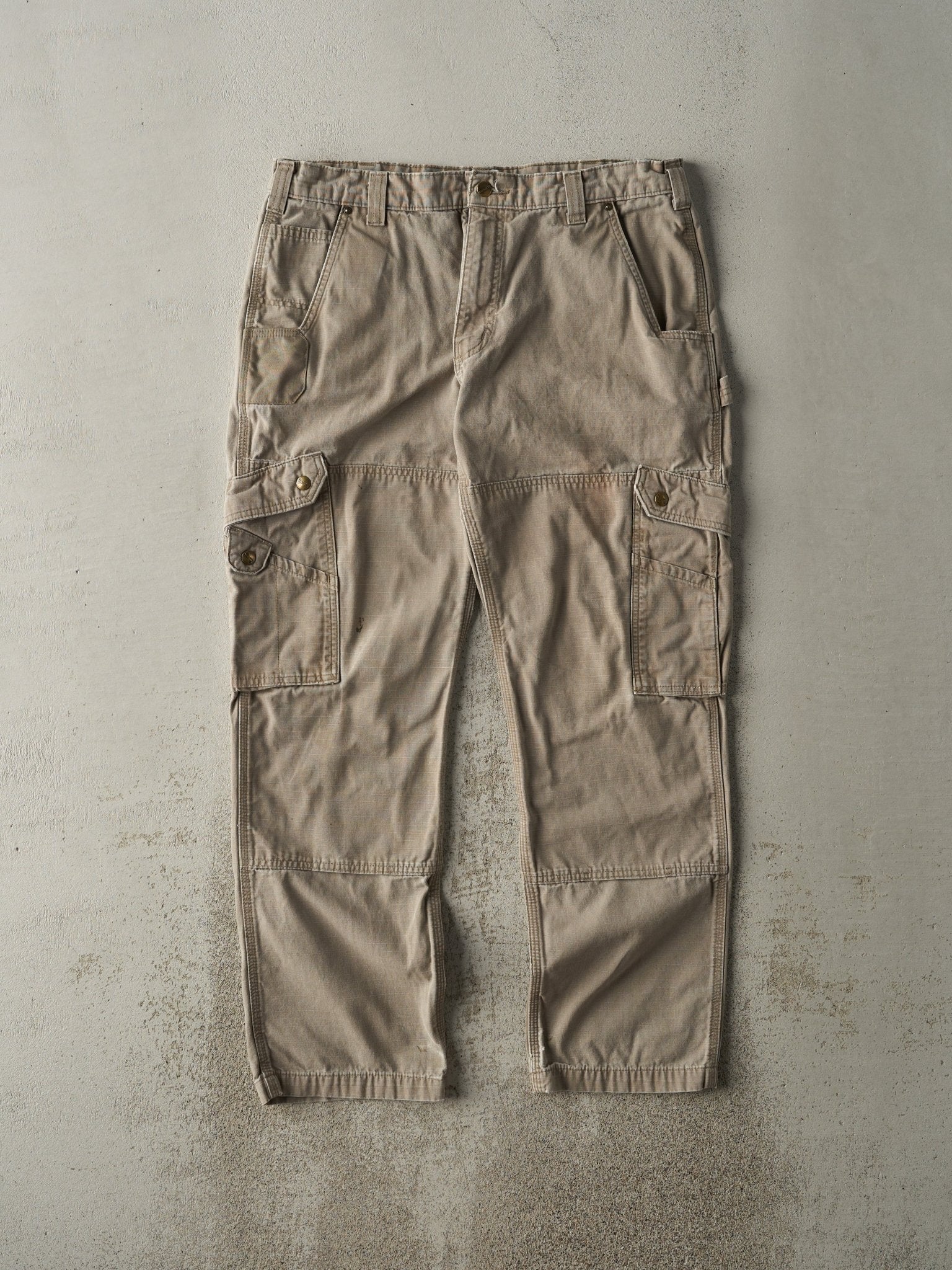 Vintage Y2K Beige Carhartt Double Knee Cargo Pants (36x31.5)