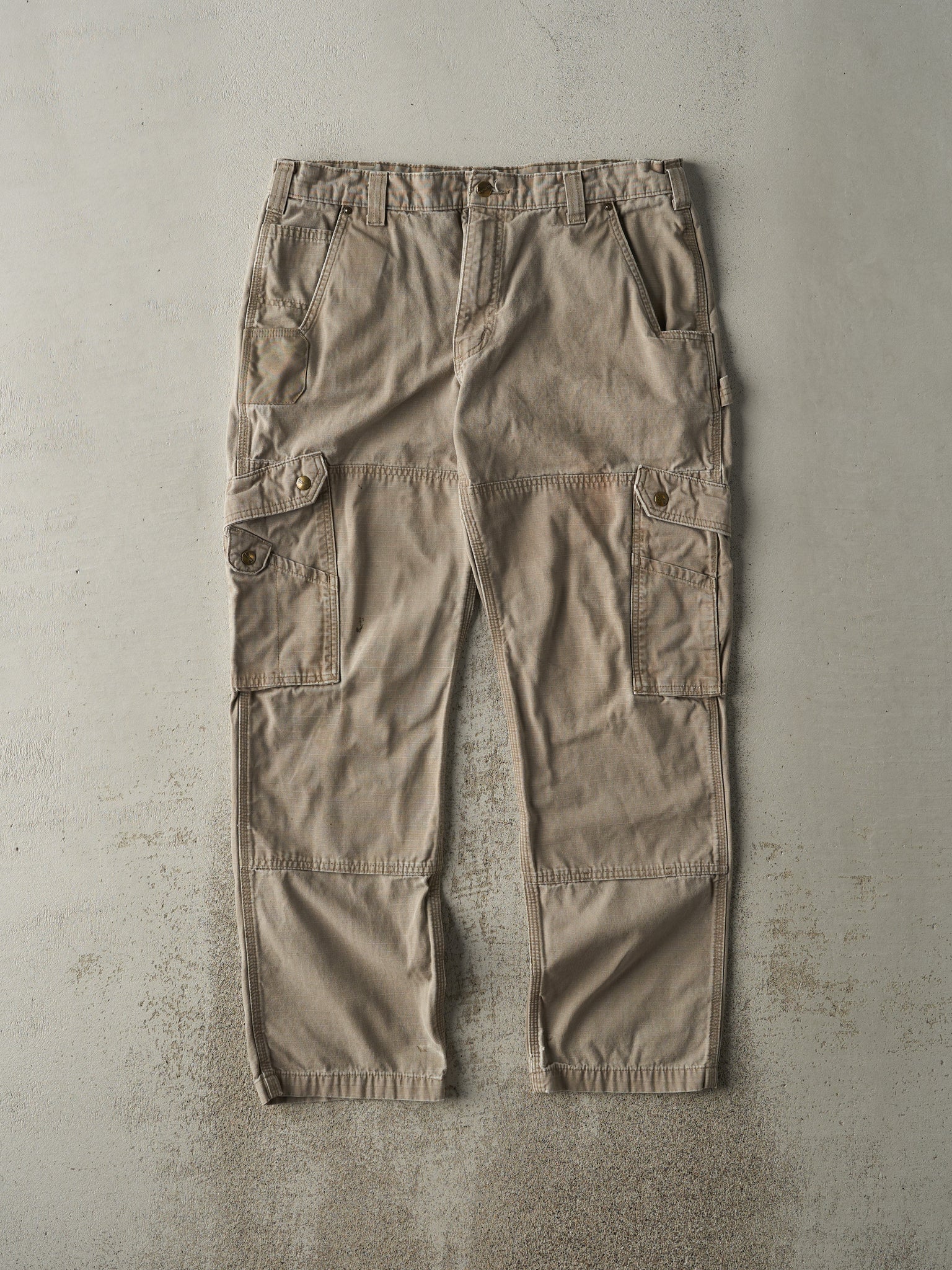 Vintage Y2K Beige Carhartt Double Knee Cargo Pants (36x31.5)