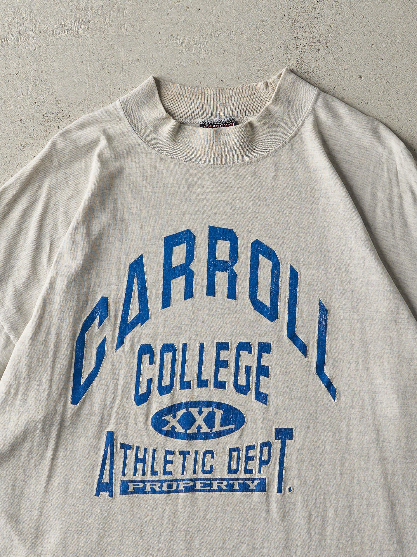 Vintage 90s Heather Grey Carroll College Tee (L)