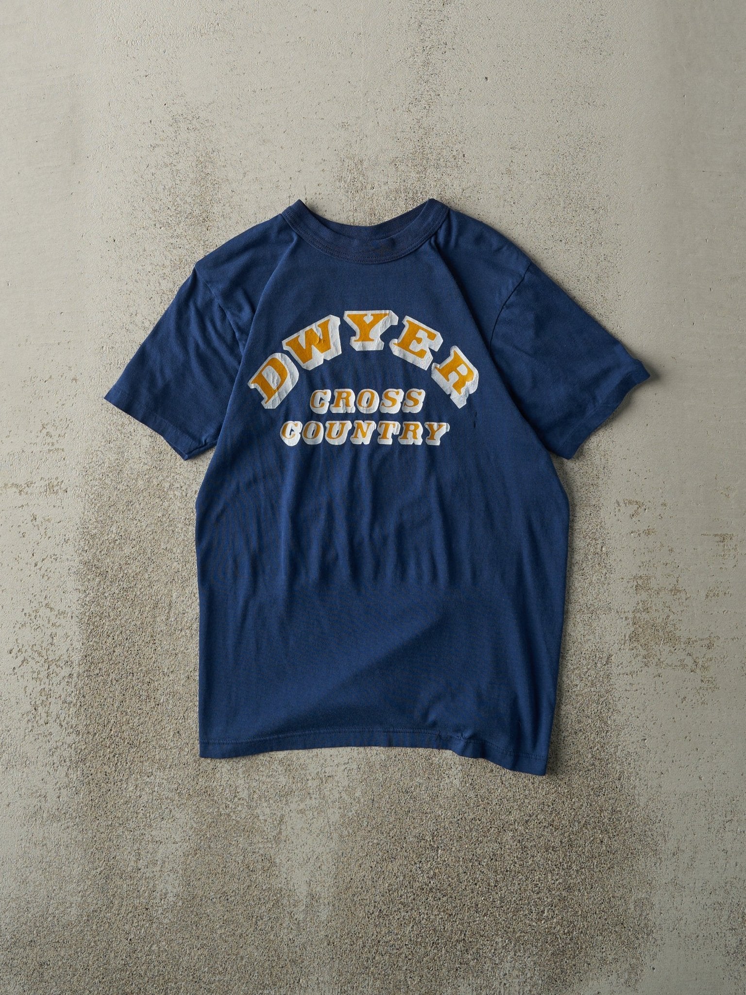 Vintage 80s Navy Blue Dwyer Cross Country Tee (XS)