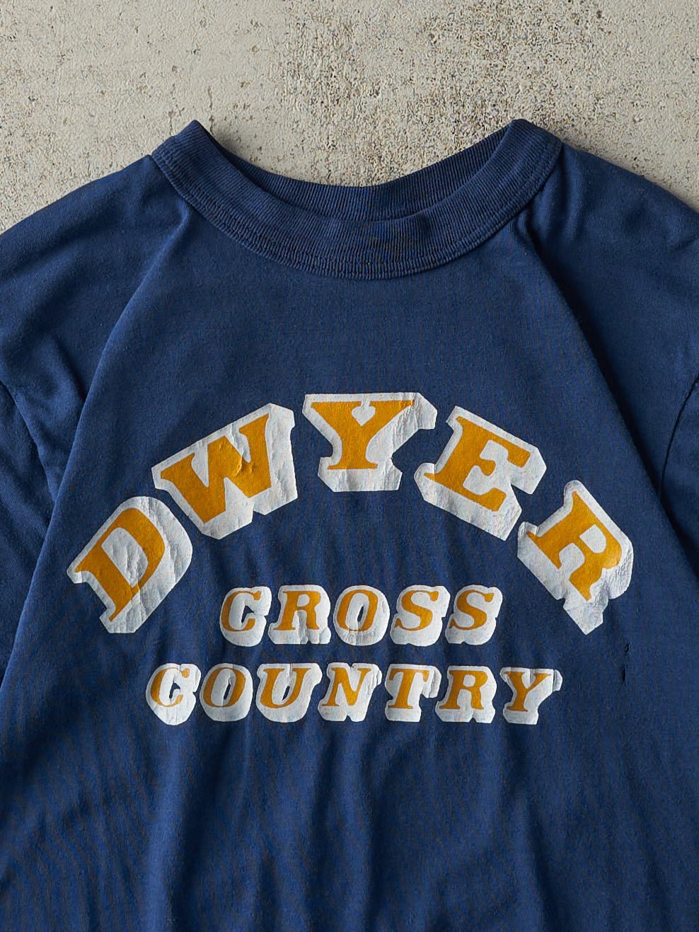 Vintage 80s Navy Blue Dwyer Cross Country Tee (XS)