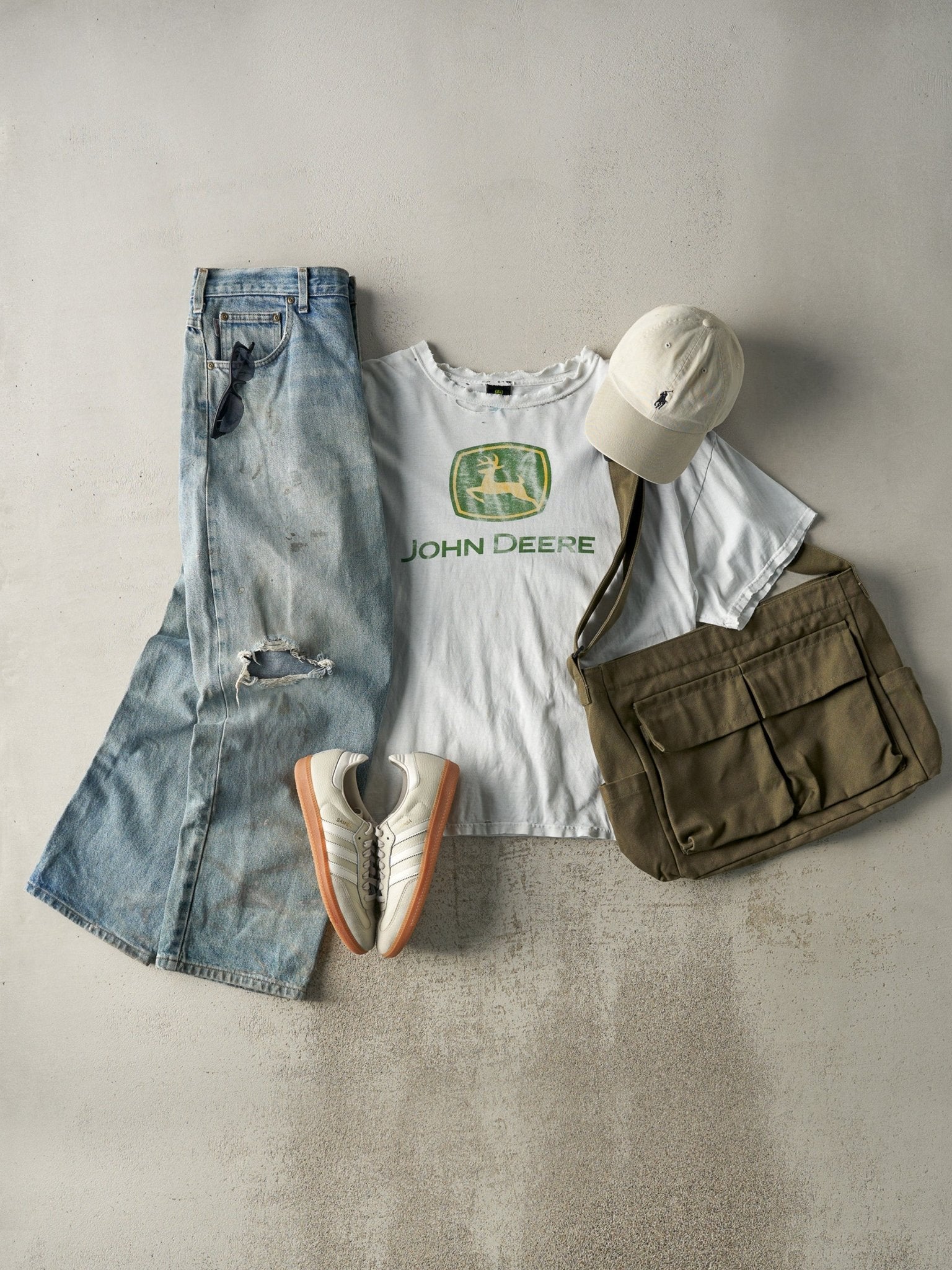 Vintage Y2K White John Deere Tee (L)