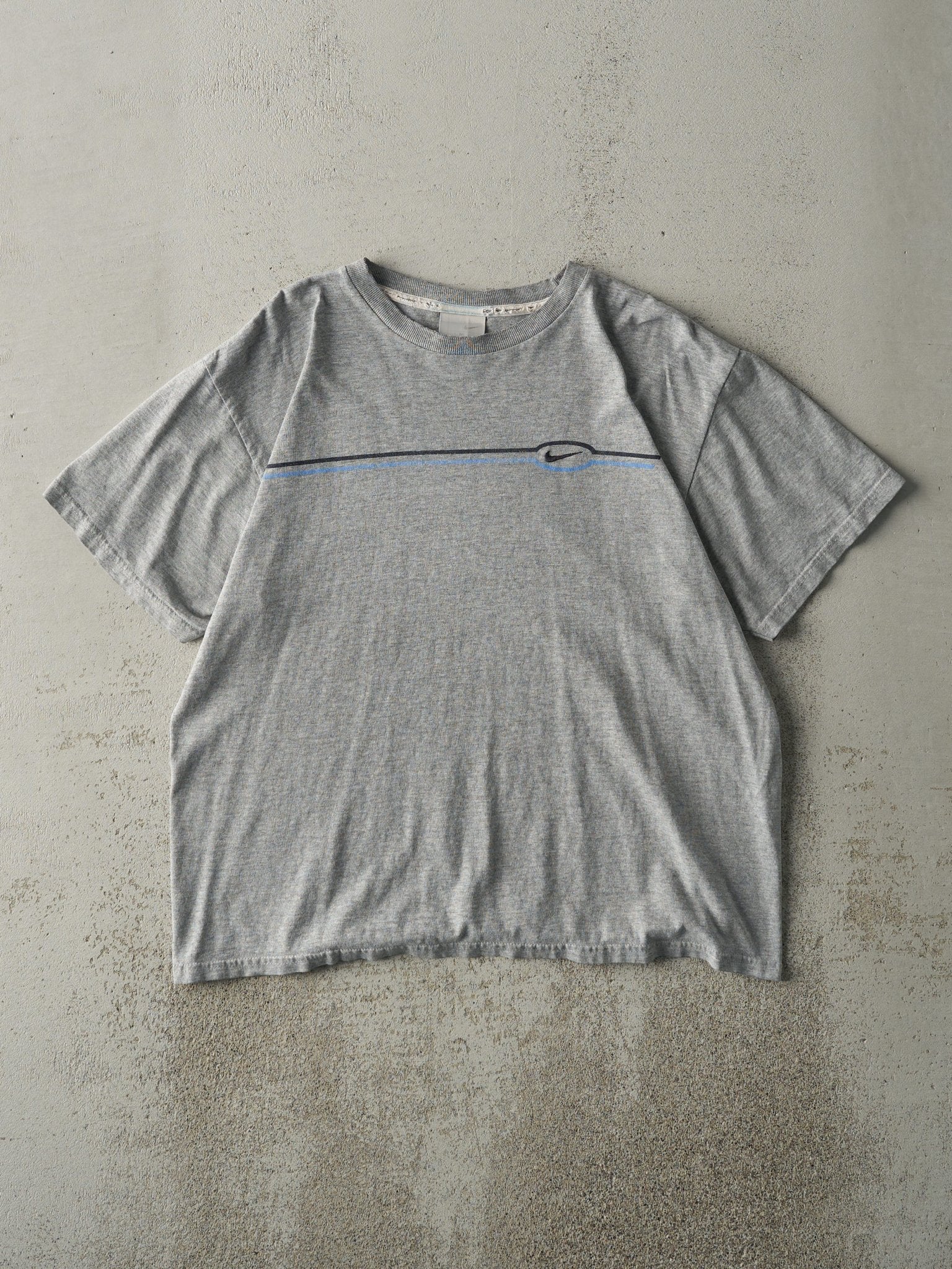Vintage Y2K Grey Nike Embroidered Swoosh Tee (S/M)