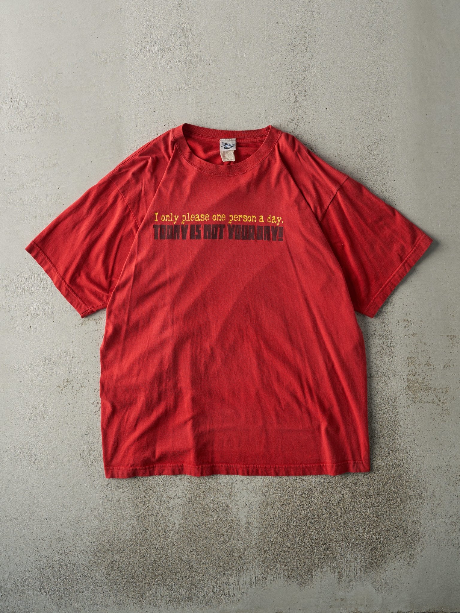 Vintage Y2K Red "Today's Not Your Day" Slogan Tee (XL/XXL)