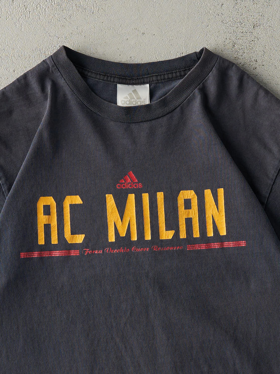 Vintage Y2K Faded Black AC Milan Adidas Soccer Tee (M)