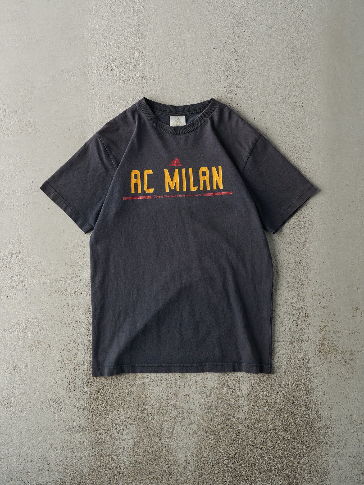 Vintage Y2K Faded Black AC Milan Adidas Soccer Tee (M)