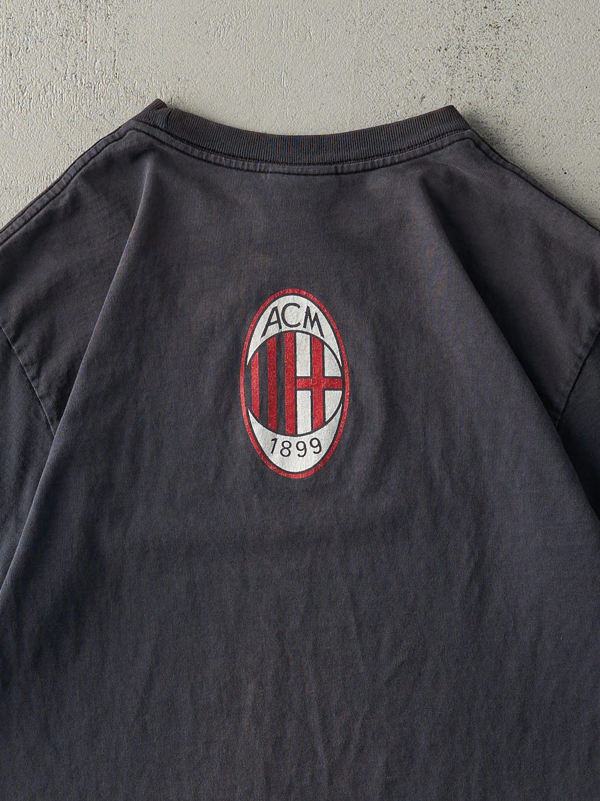 Vintage Y2K Faded Black AC Milan Adidas Soccer Tee (M)