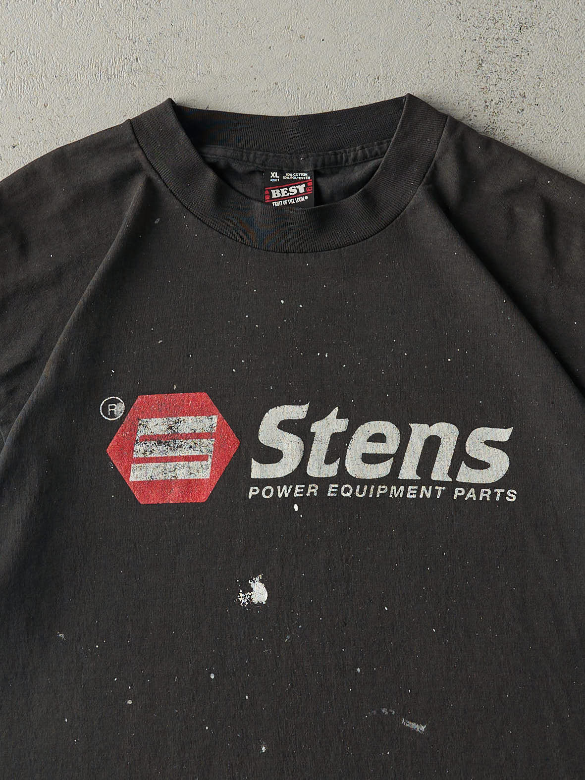 Vintage 90s Black Stens Power Equipment Single Stitch Tee (L)