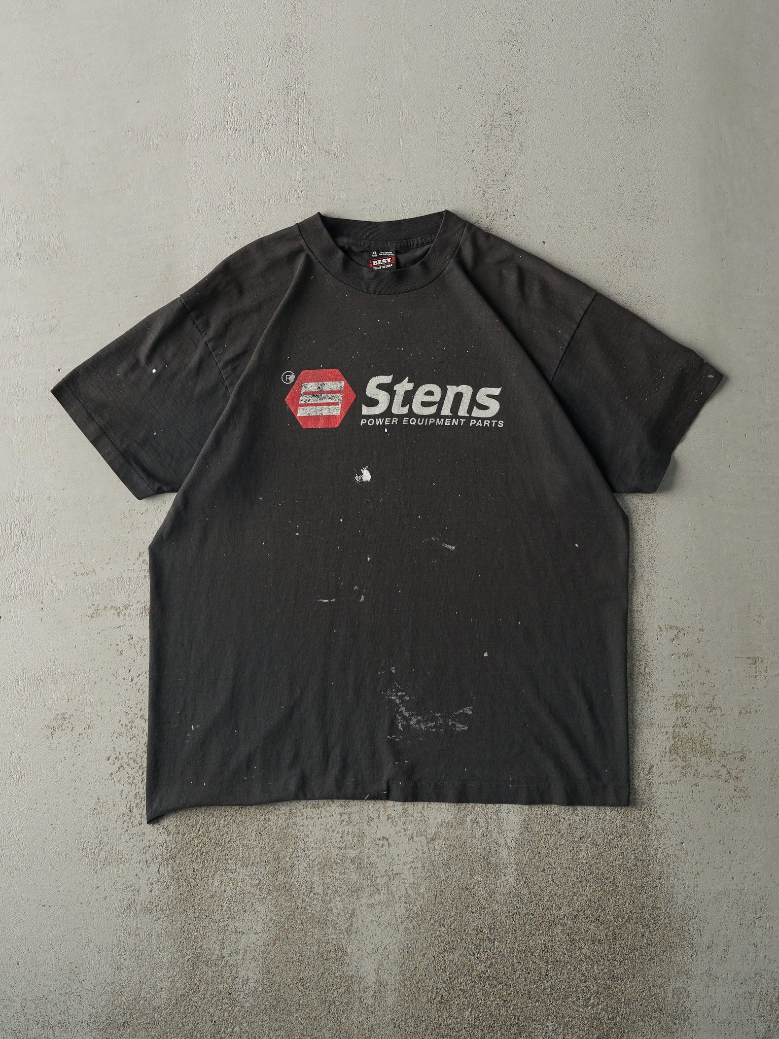 Vintage 90s Black Stens Power Equipment Single Stitch Tee (L)