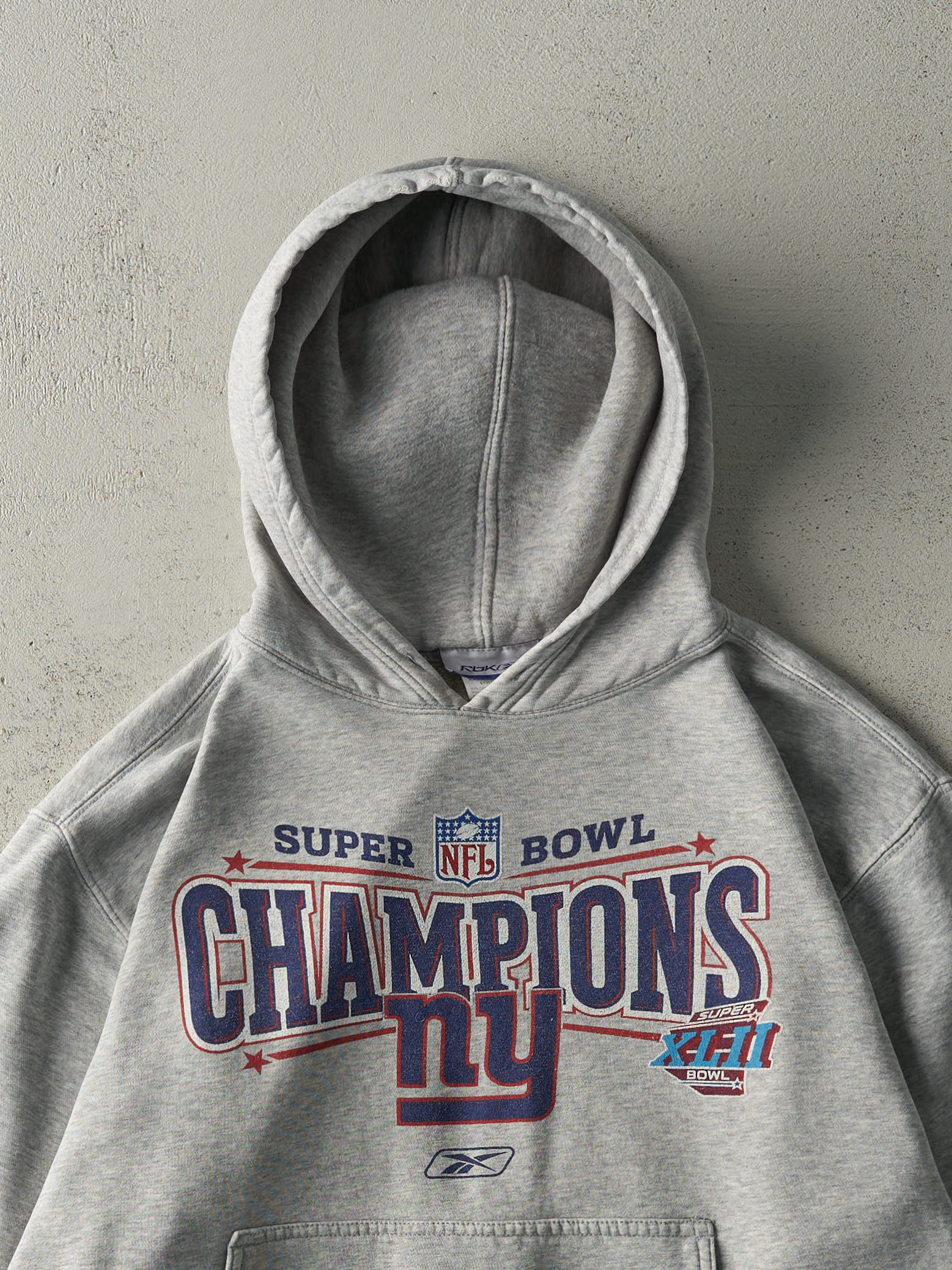 Vintage 08' Heather Grey New York Giants Super Bowl Champions Hoodie (M/L)