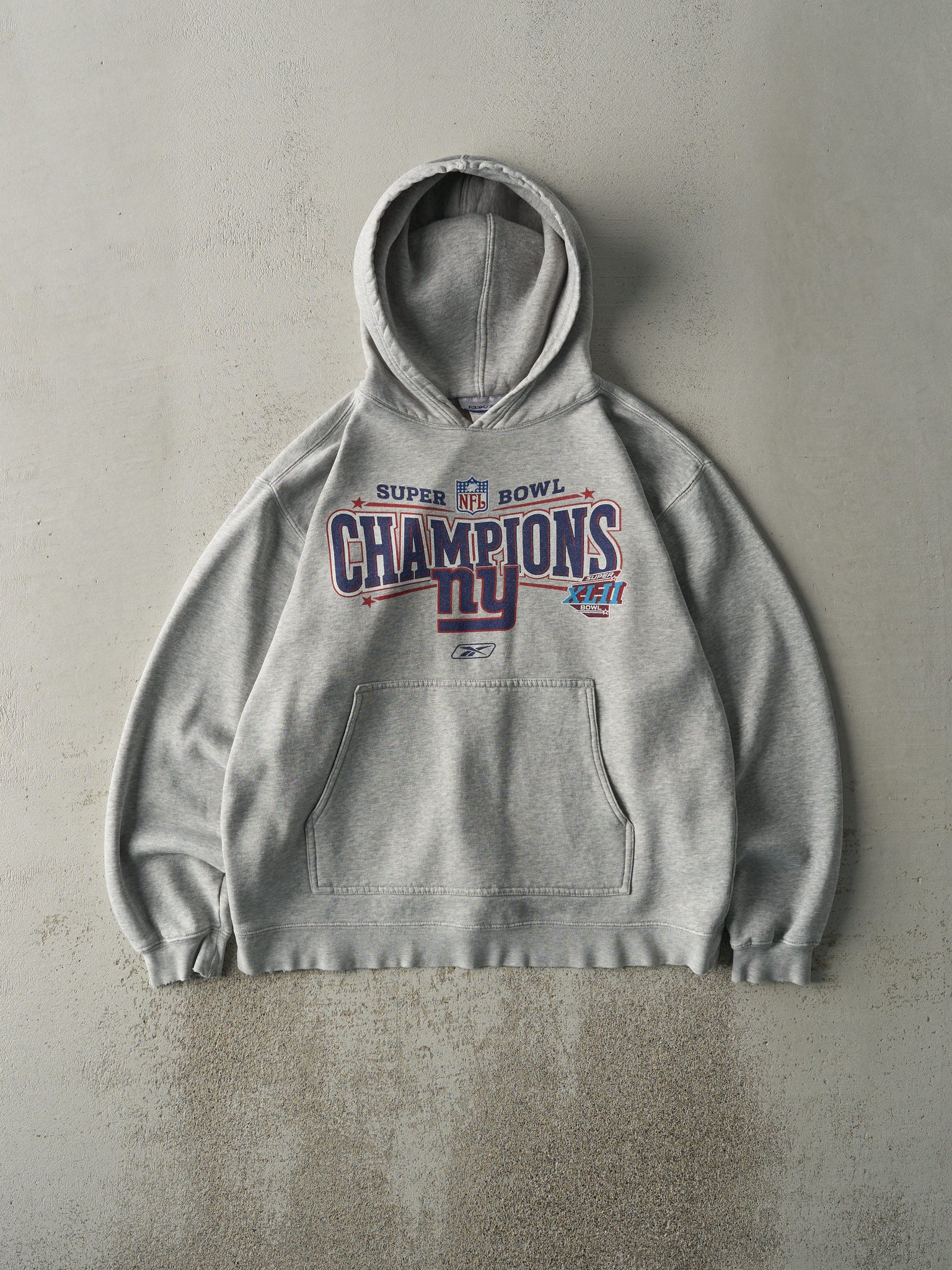 Vintage 08' Heather Grey New York Giants Super Bowl Champions Hoodie (M/L)