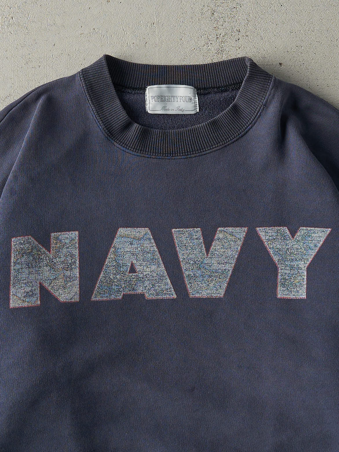 Vintage 90s Navy Blue Navy Boxy Crewneck (M)