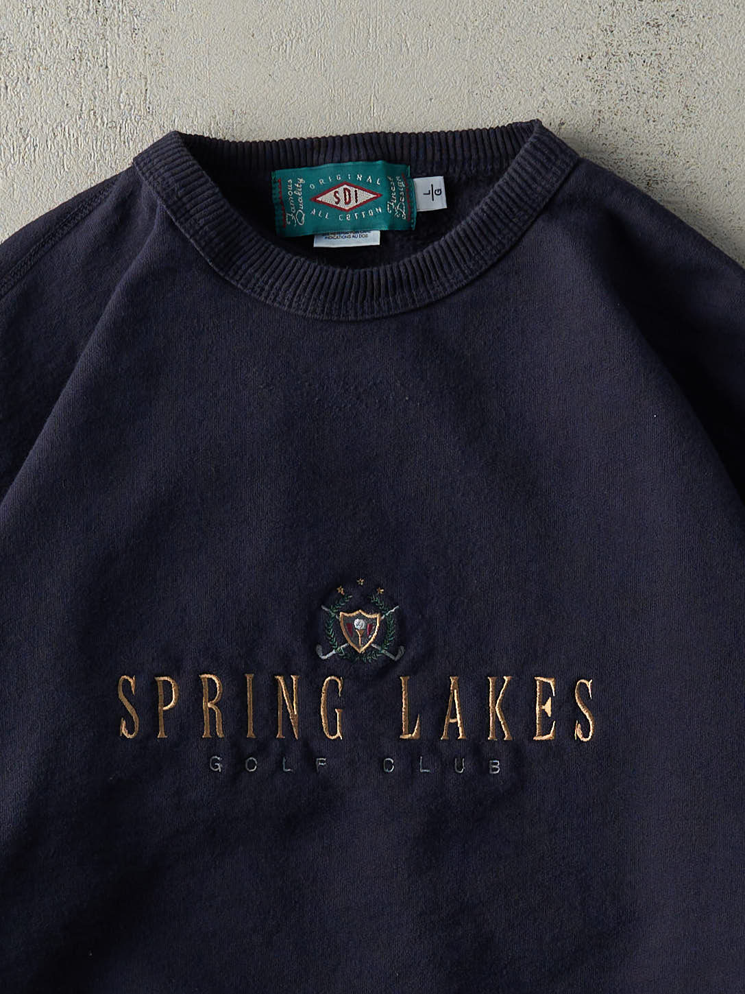 Vintage 90s Navy Blue Spring Lakes Golf Club Embroidered Crewneck (L)