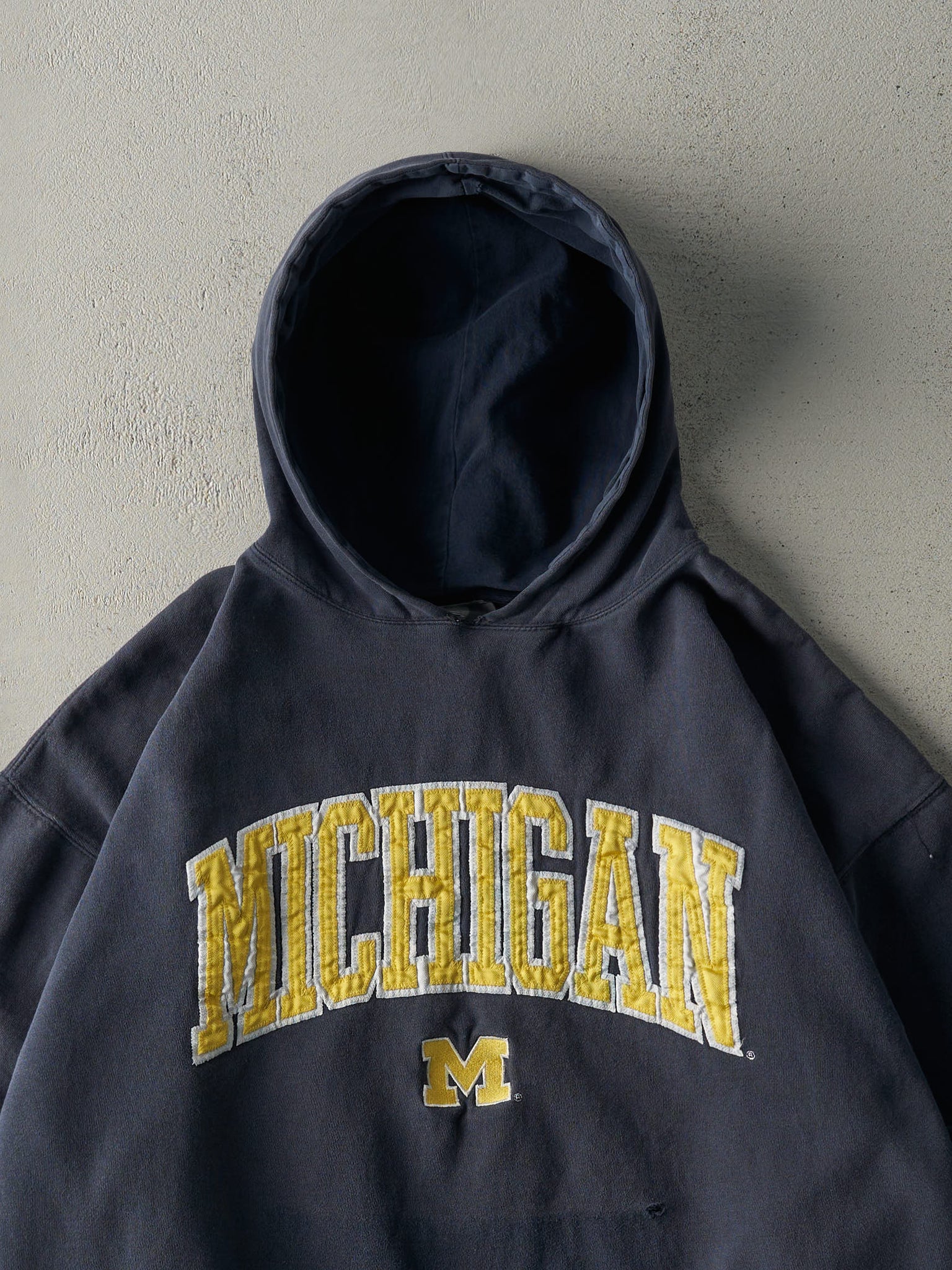 Vintage Y2K Navy Blue University of Michigan Boxy Hoodie (XL)