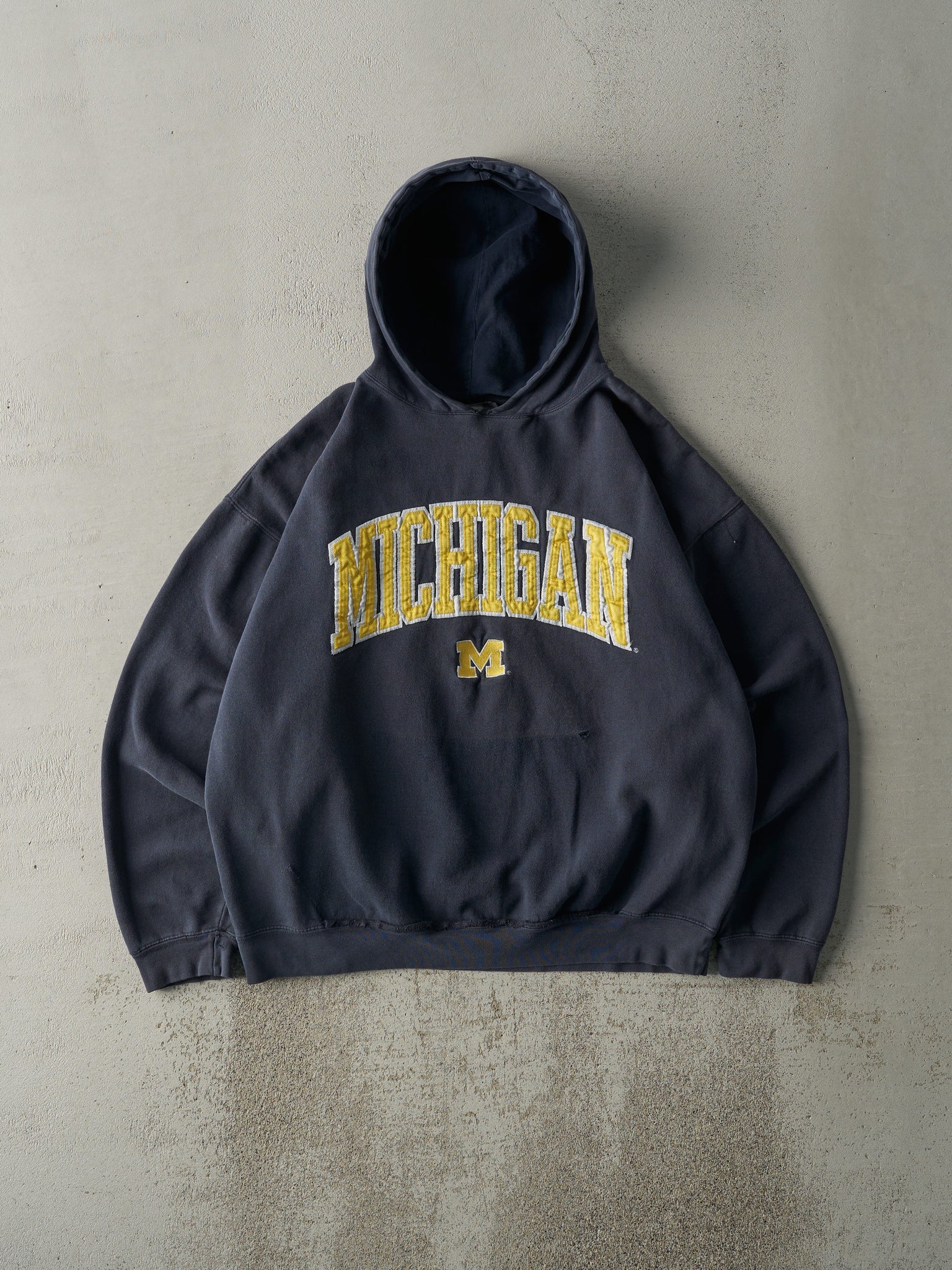 Vintage Y2K Navy Blue University of Michigan Boxy Hoodie (XL)