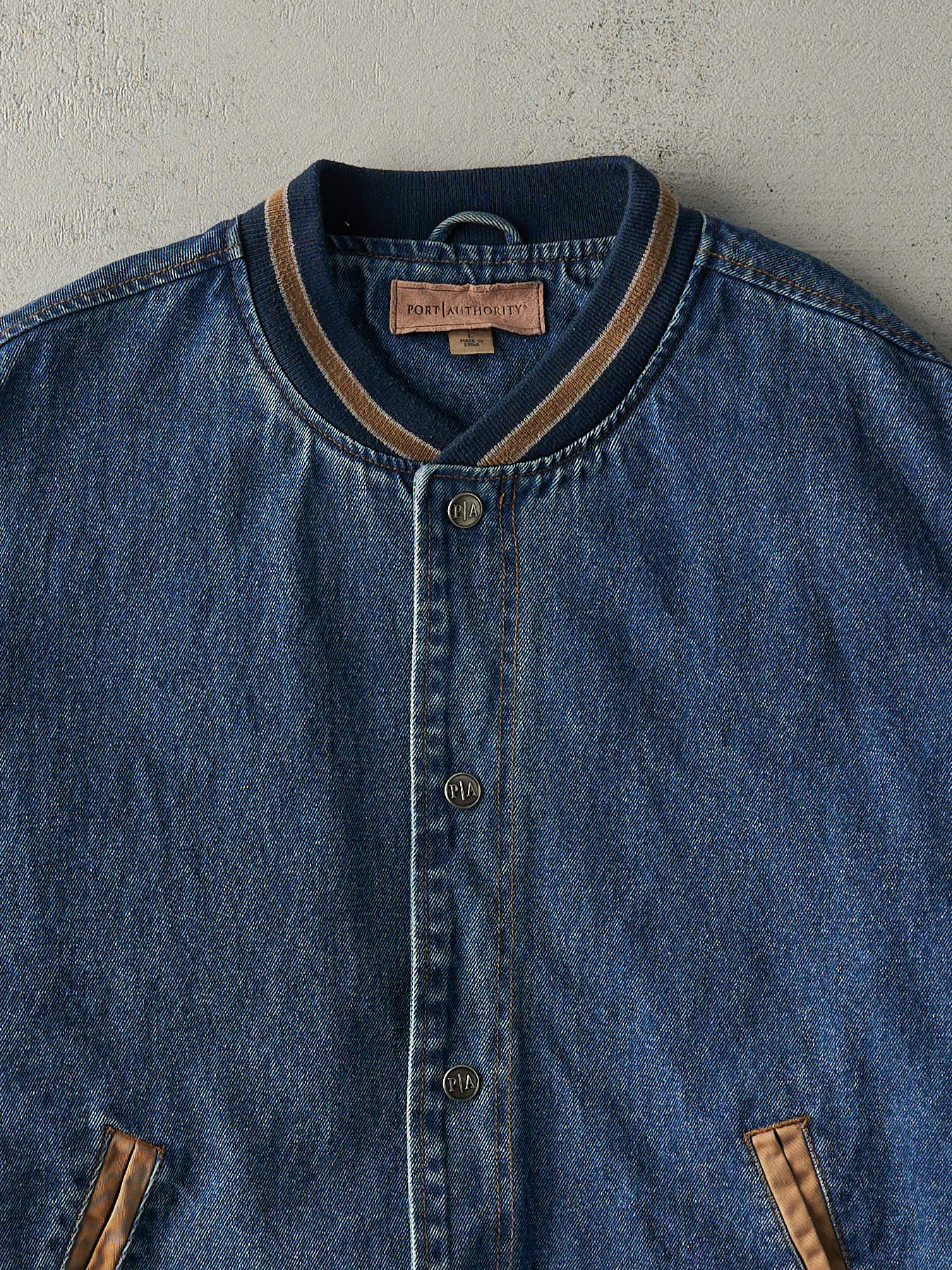 Vintage 90s Denim Varsity Jacket (M)