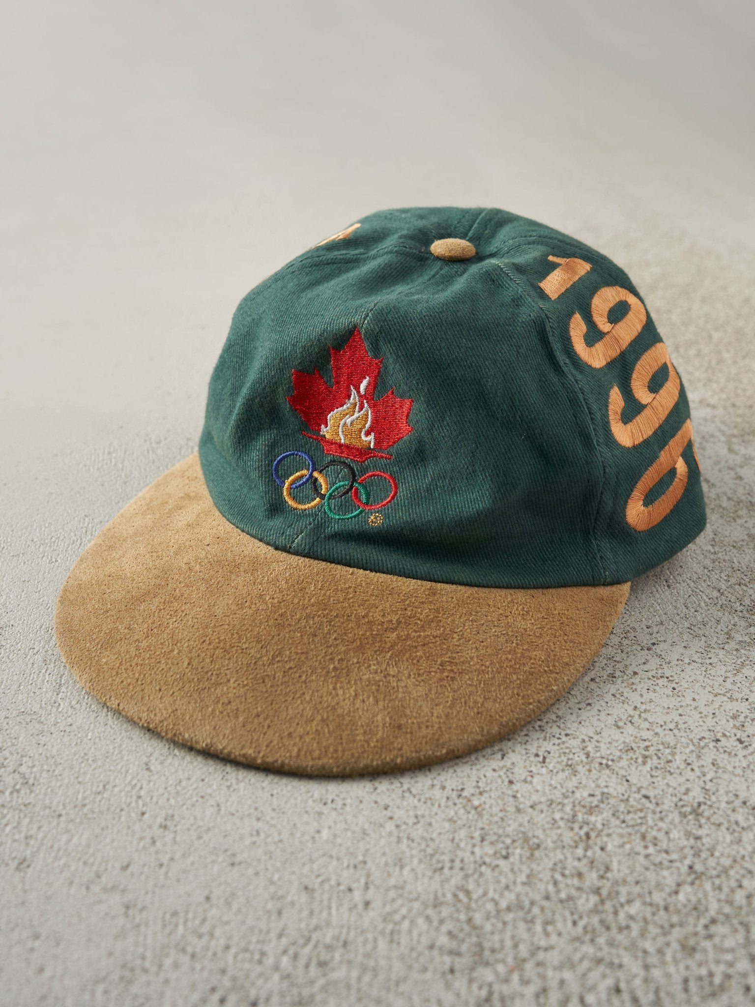 Vintage 96' Green Atlanta Olympics Canada Leather Strapback Hat