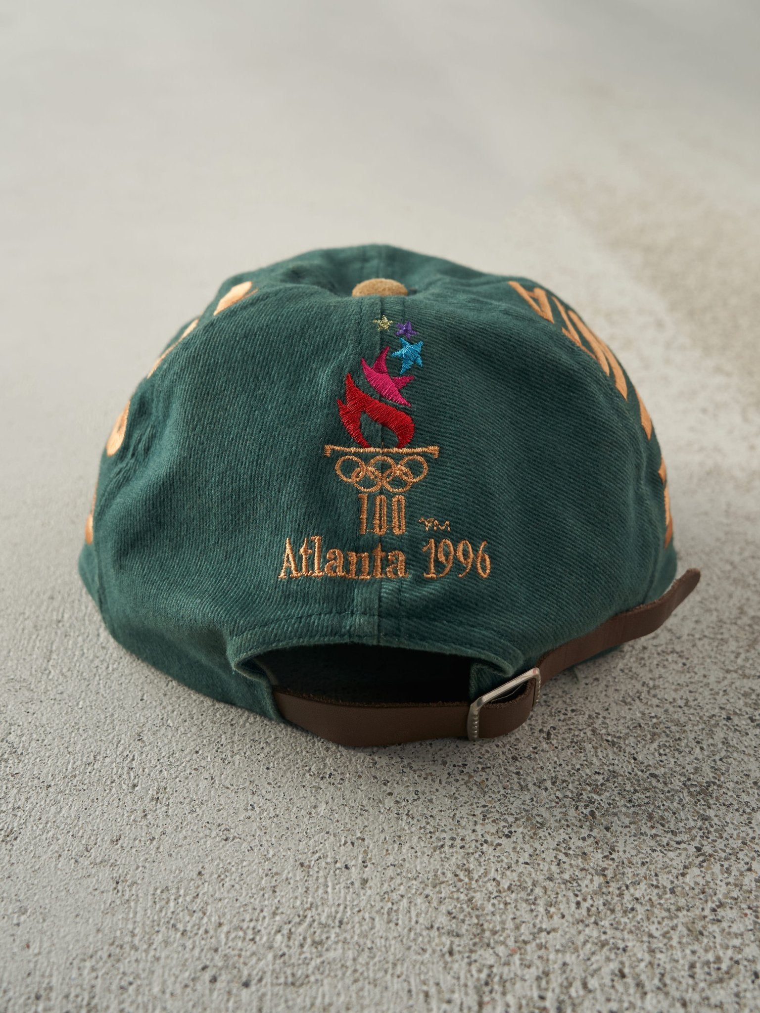 Vintage 96' Green Atlanta Olympics Canada Leather Strapback Hat