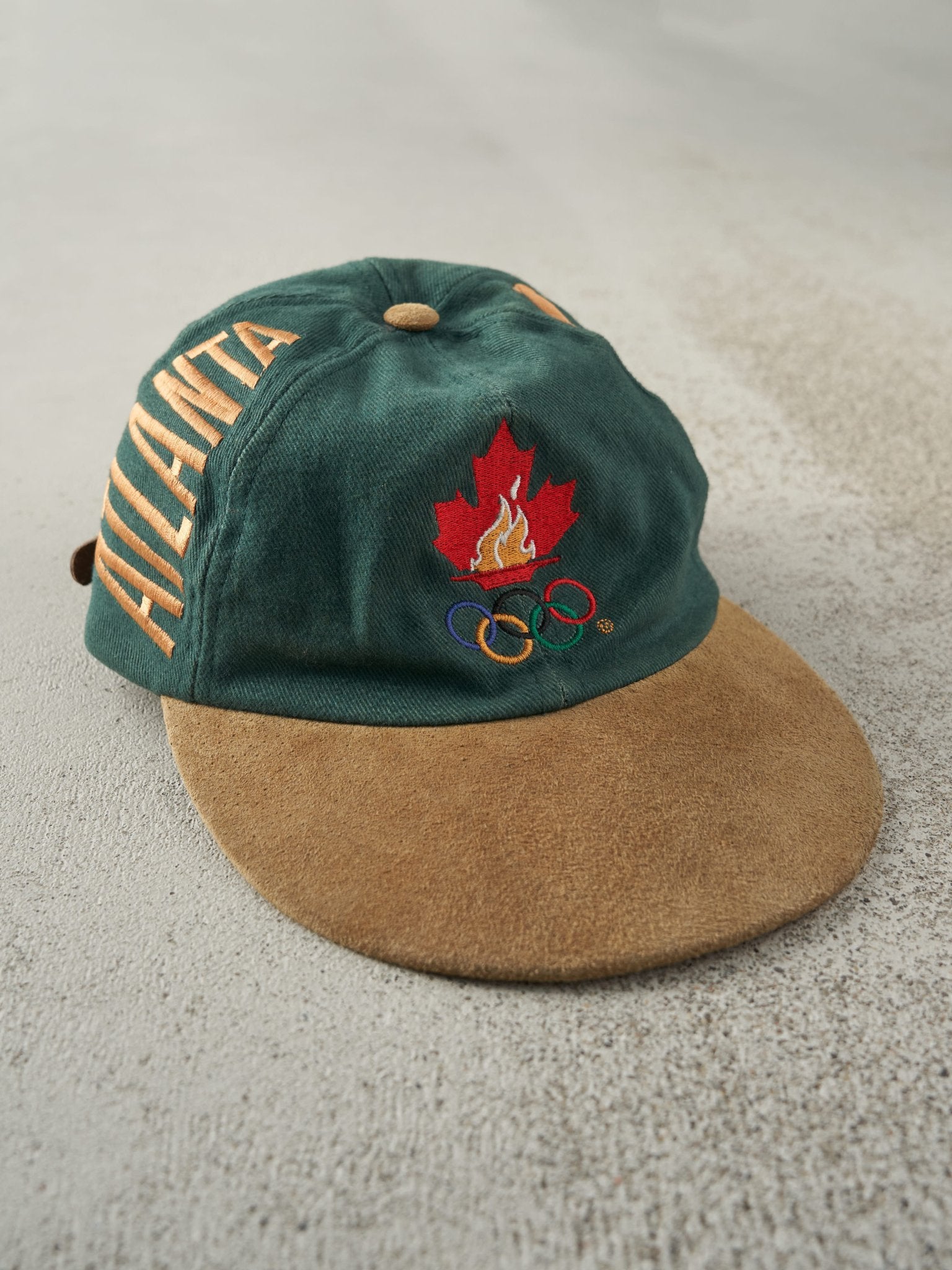 Vintage 96' Green Atlanta Olympics Canada Leather Strapback Hat