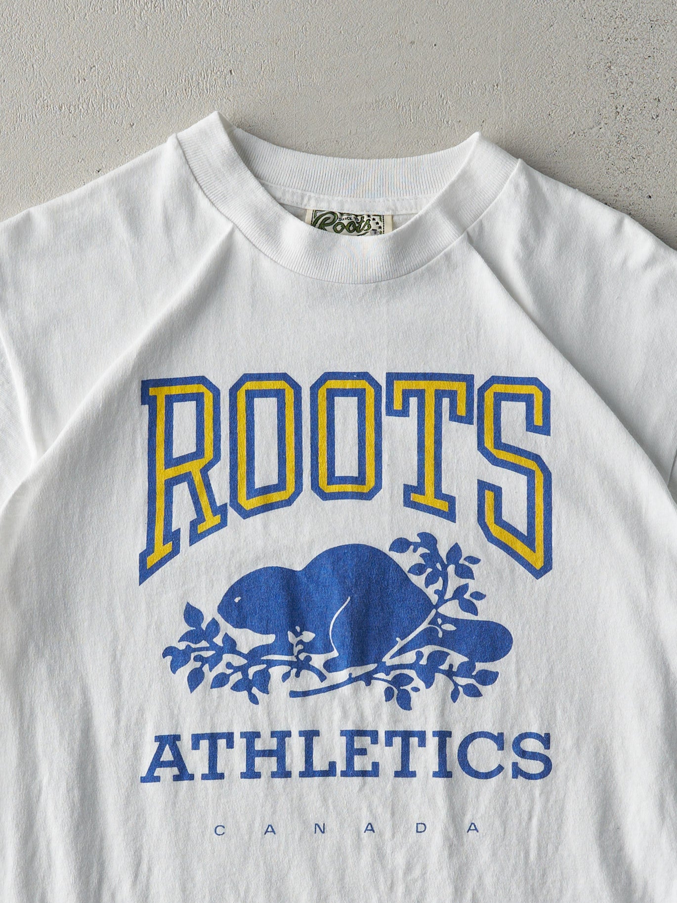 Vintage 90s White Roots Athletics Tee (S/M)