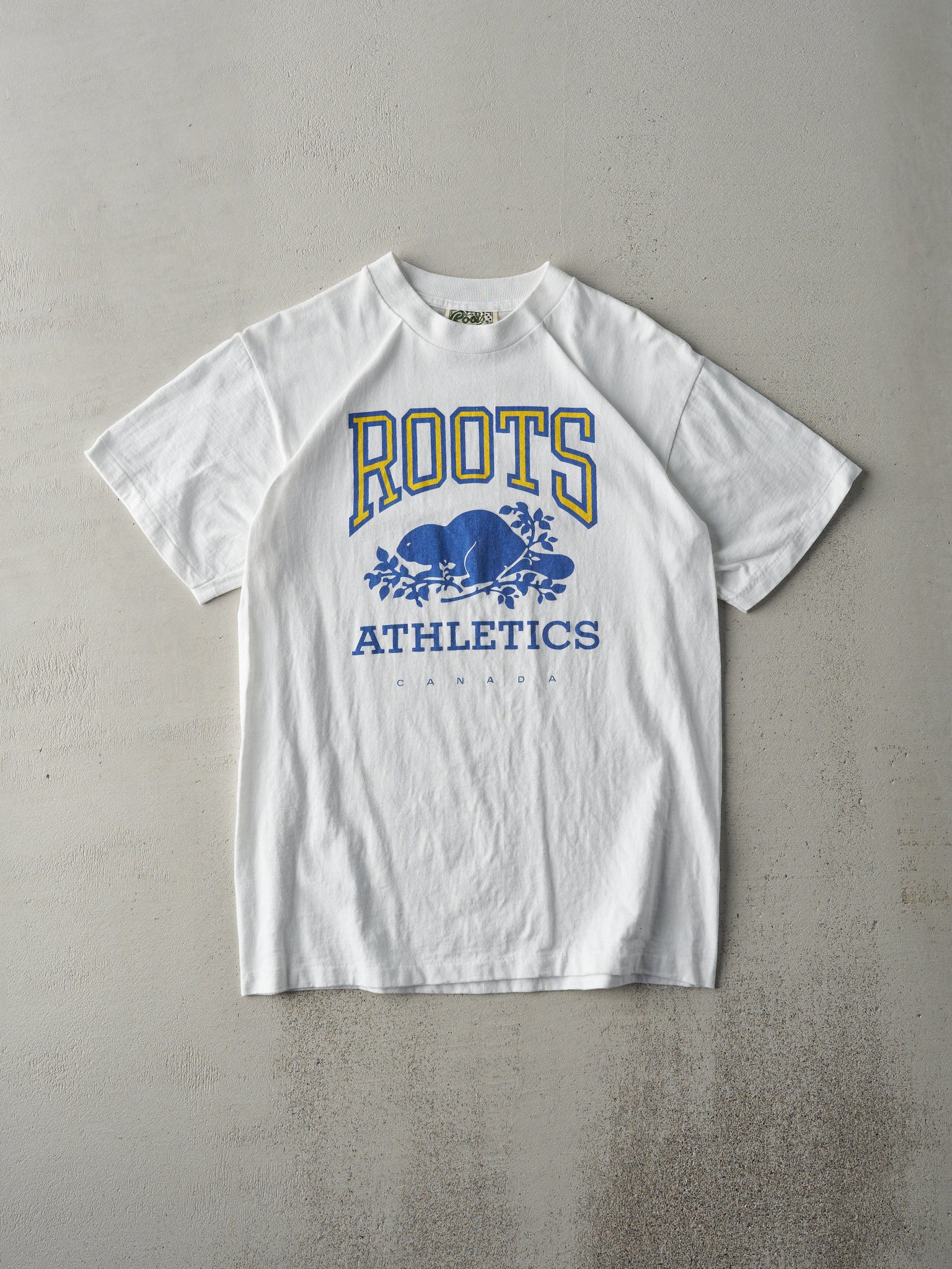 Vintage 90s White Roots Athletics Tee (S/M)