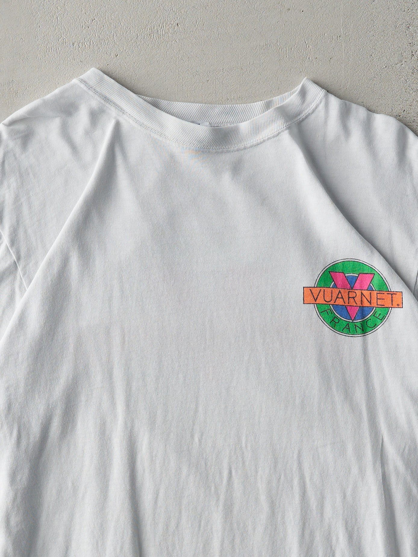 Vintage 90s White Vuarnet France Neon Logo Tee (S)